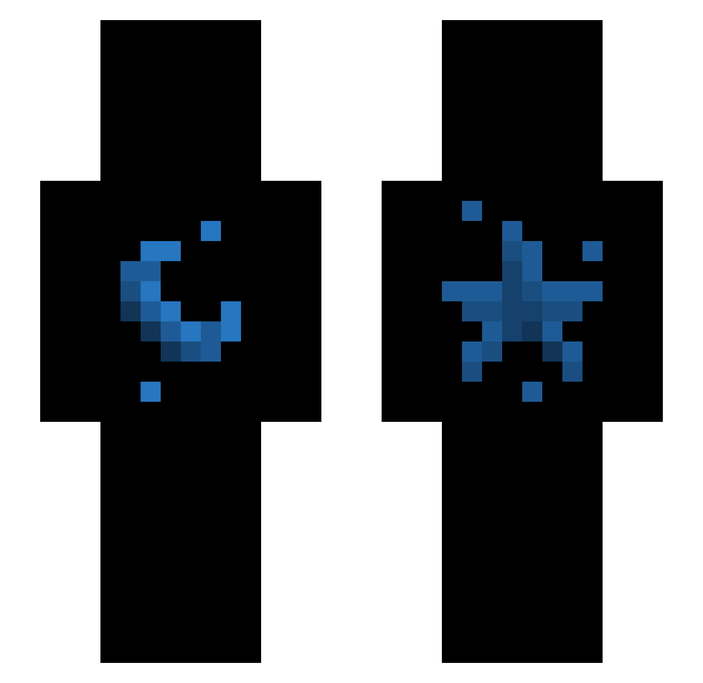 Drolx Minecraft skin, front and back view
