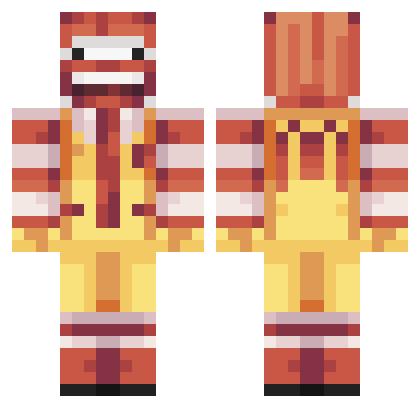 SiskaS Minecraft skin, front and back view