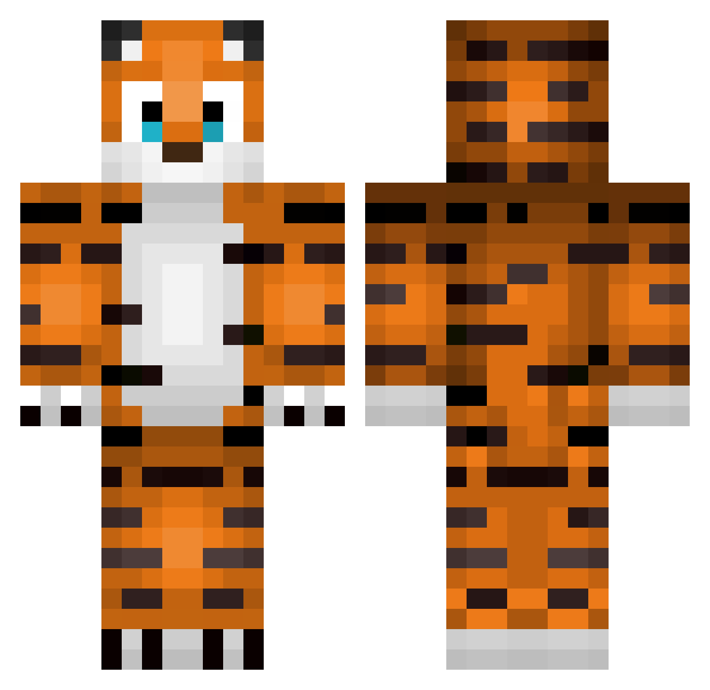 TigerSugar Minecraft skin, front and back view