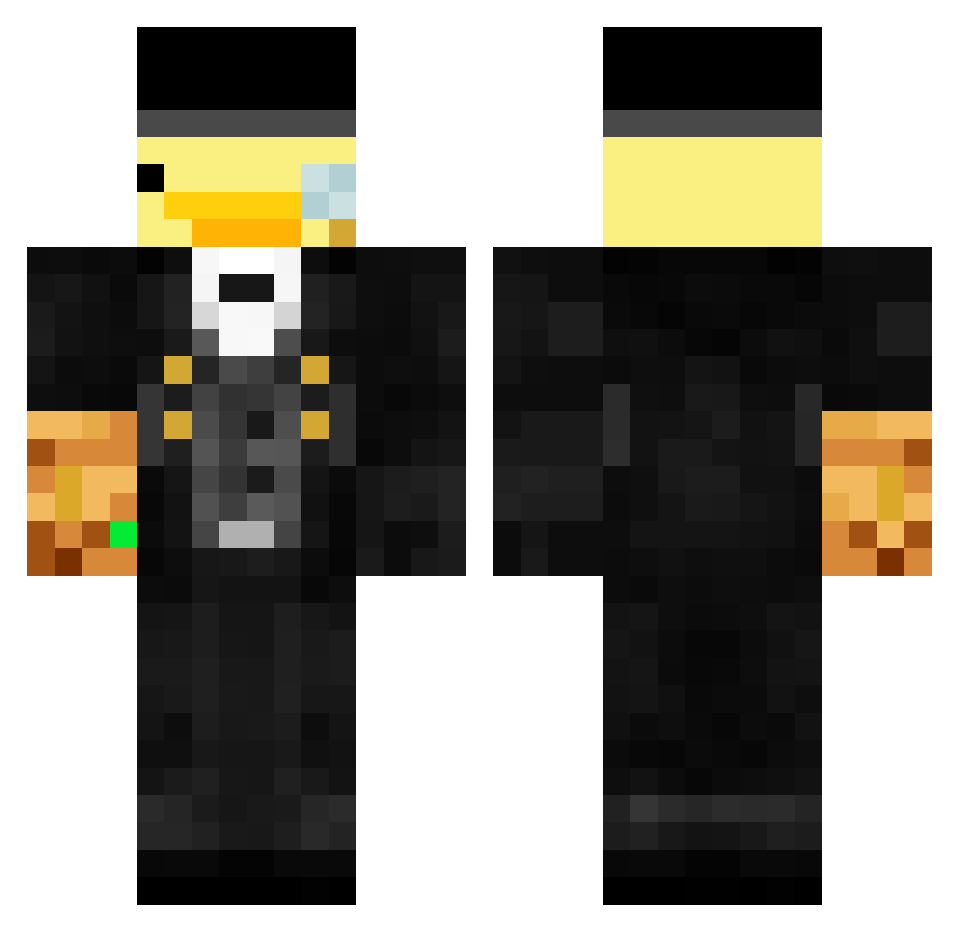 Waykill Minecraft skin, front and back view