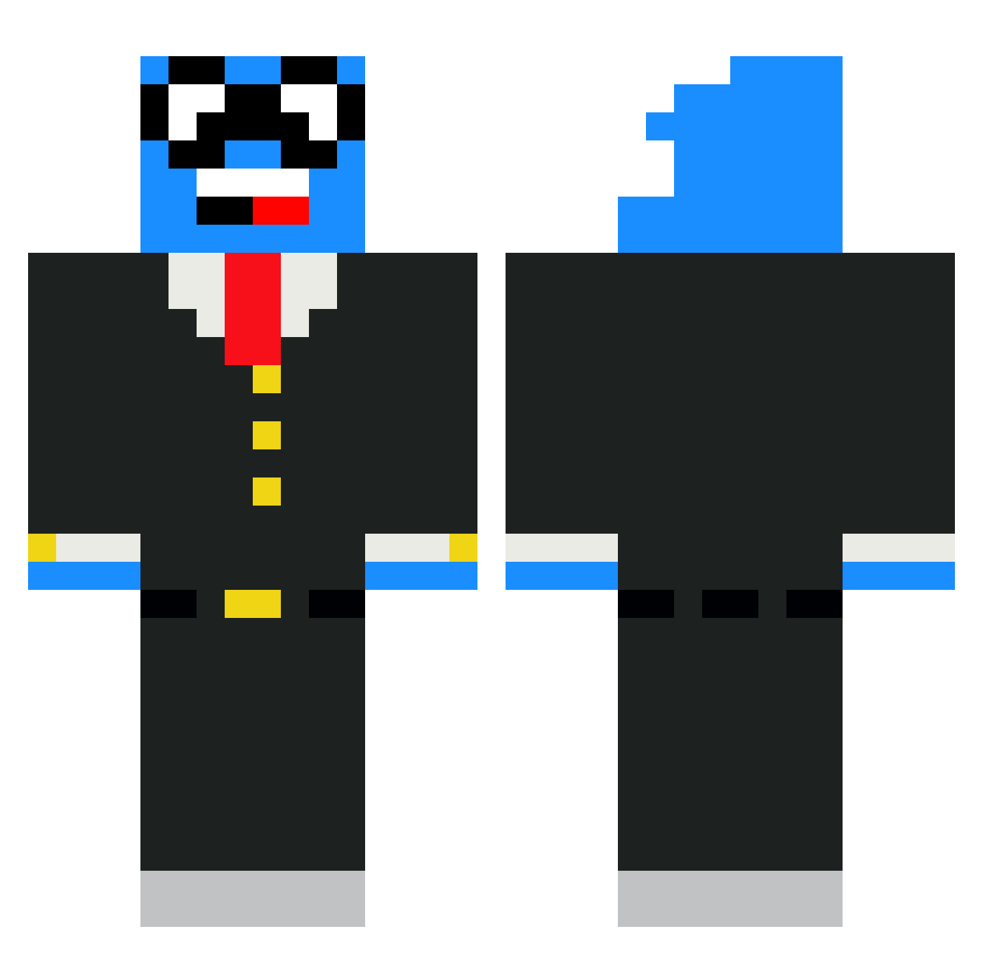 Bizniz040 Minecraft skin, front and back view