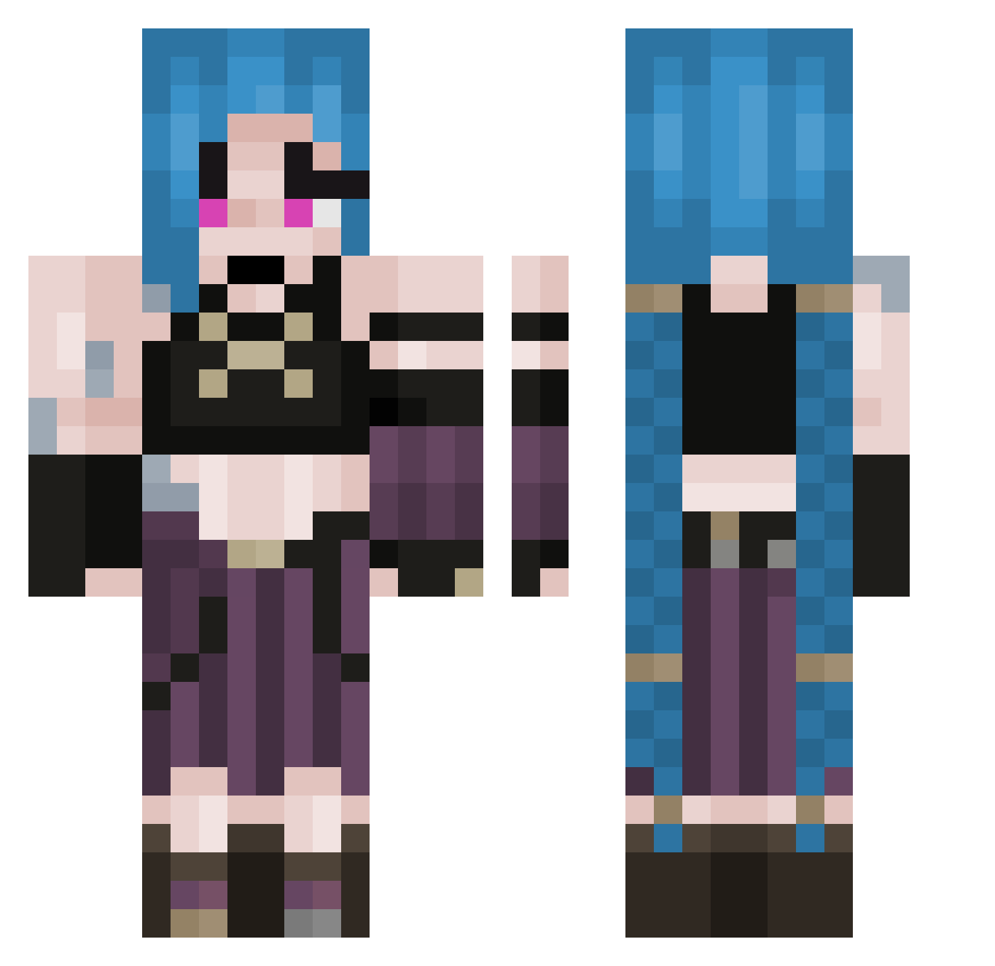 Tsytrix Minecraft skin, front and back view