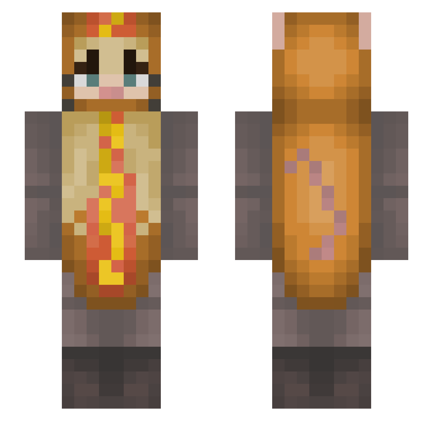 Ekibas Minecraft skin, front and back view