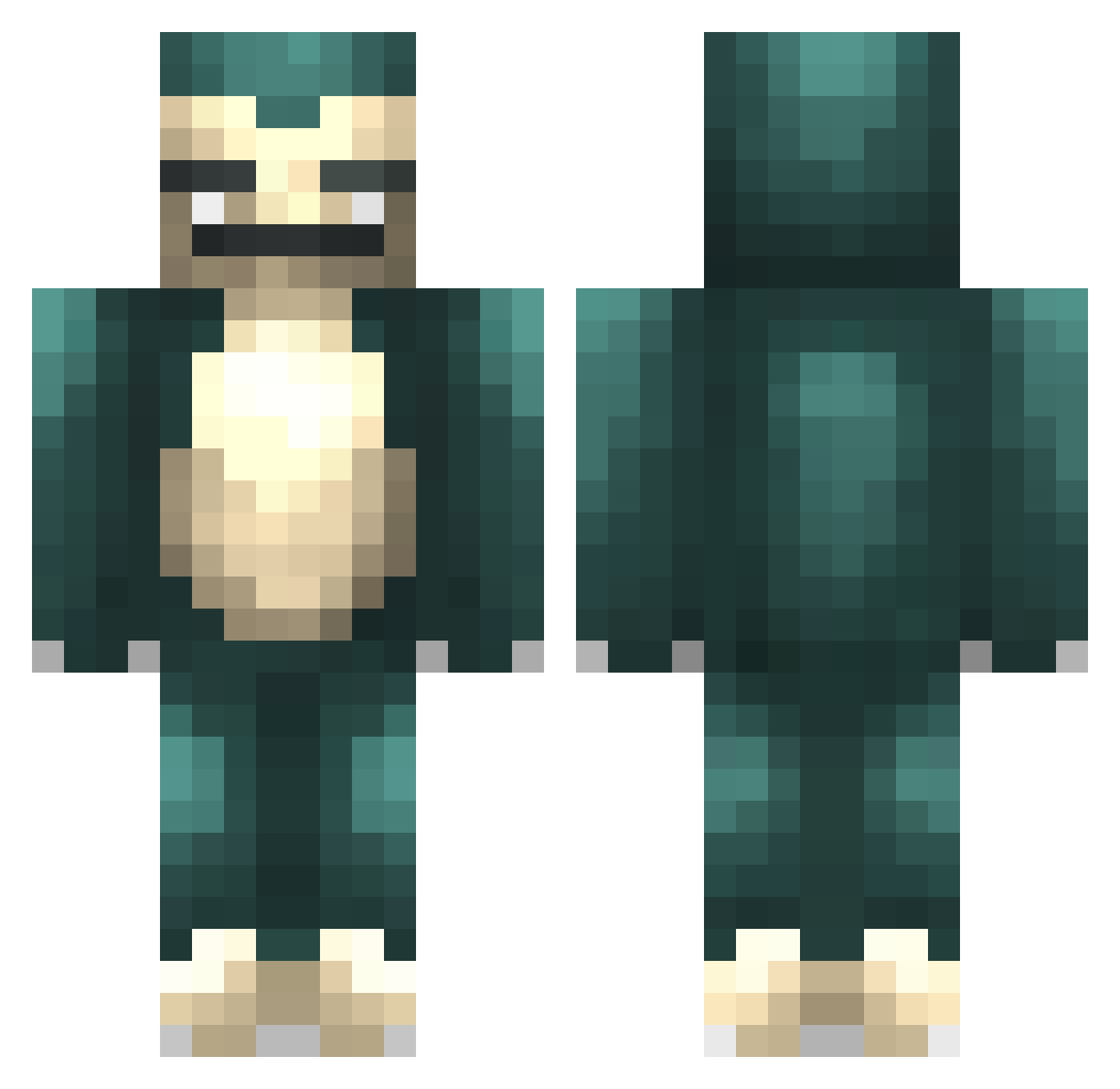 Creepyboys Minecraft skin, front and back view