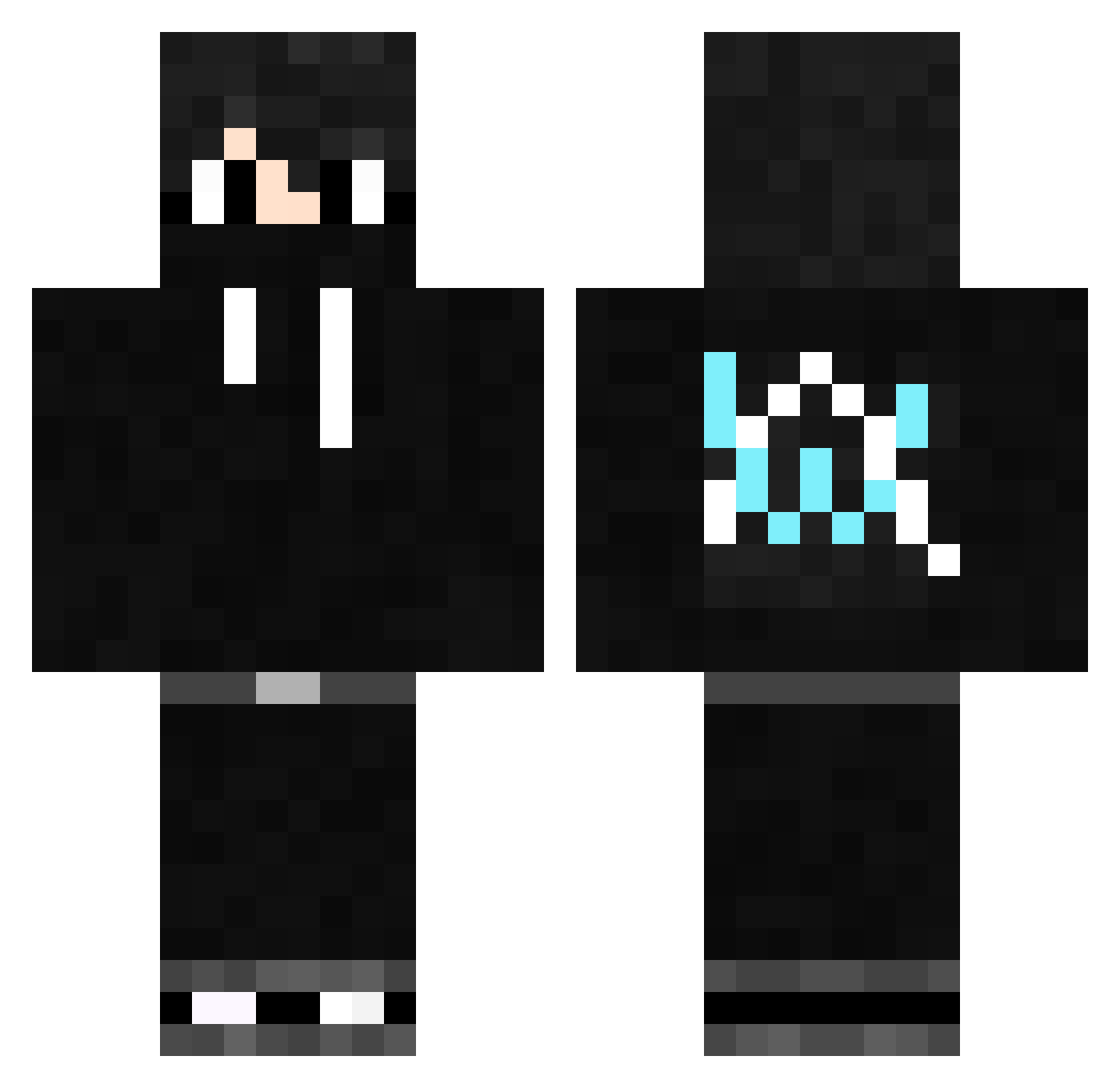 NoWayClay Minecraft skin, front and back view