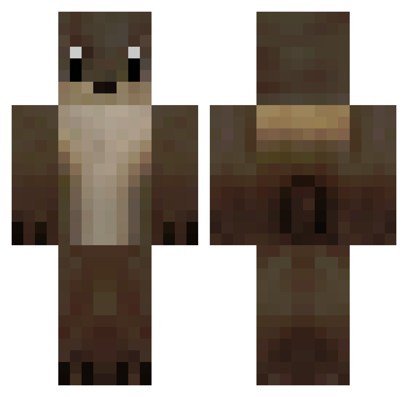 Jaybones Minecraft skin, front and back view