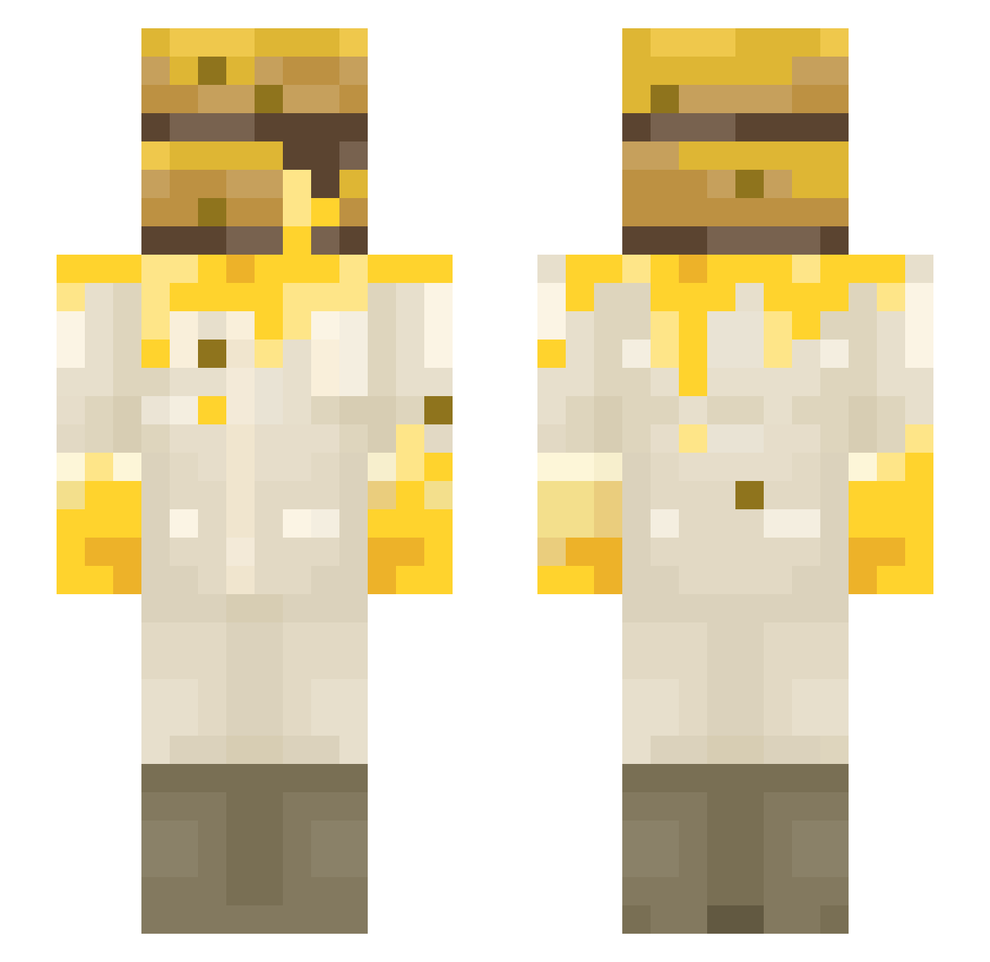 Zaves Minecraft skin, front and back view