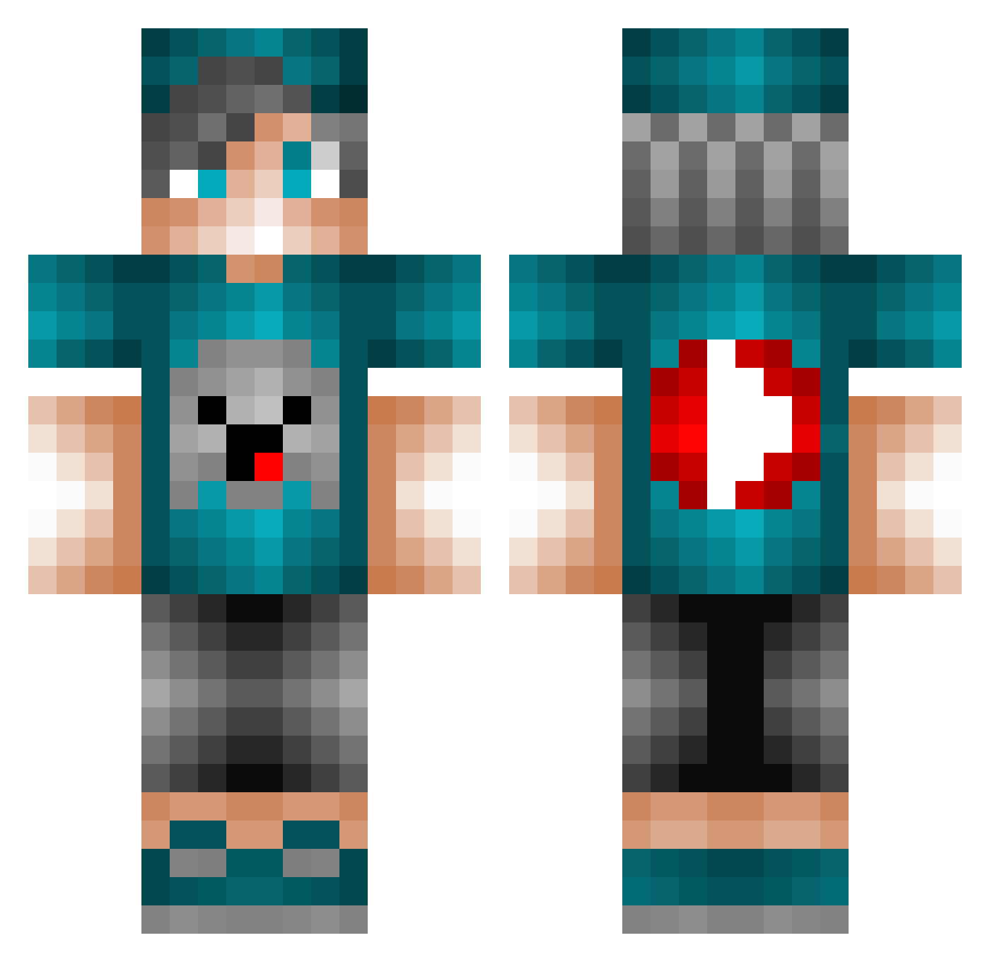 Brainpower69 Minecraft skin, front and back view