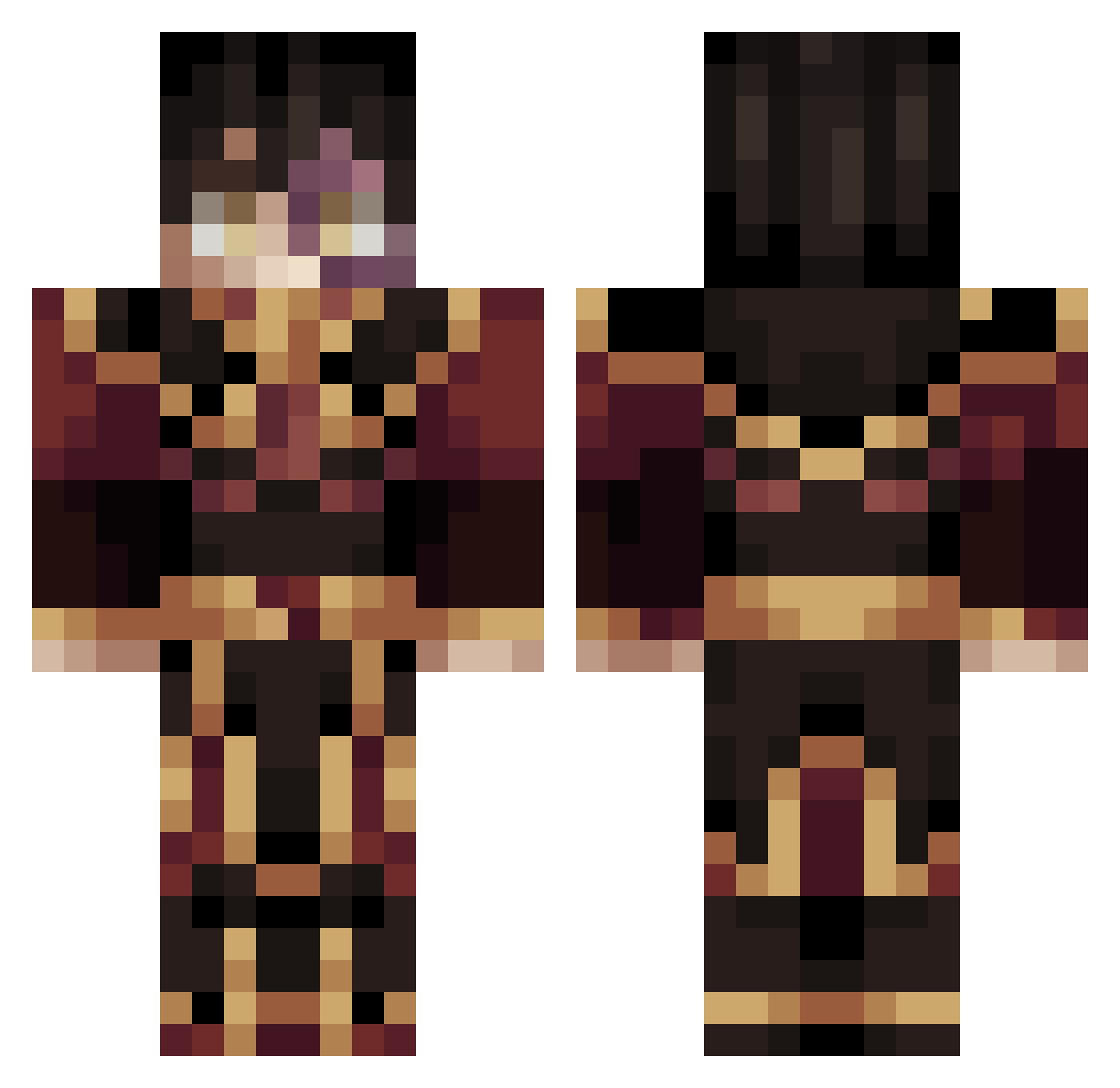 cjabaker Minecraft skin, front and back view