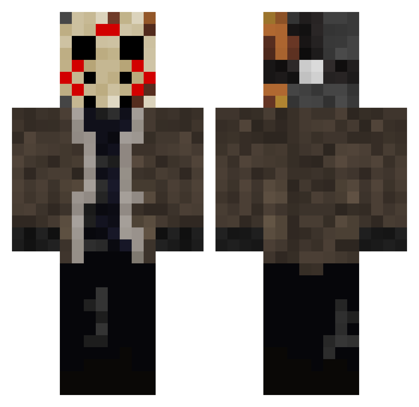 AdamCraftPC Minecraft skin, front and back view