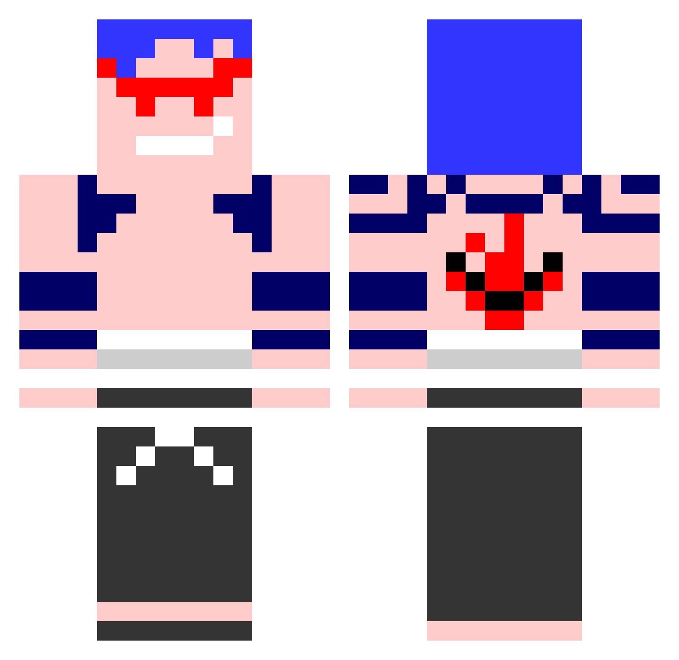 Despairing Minecraft skin, front and back view