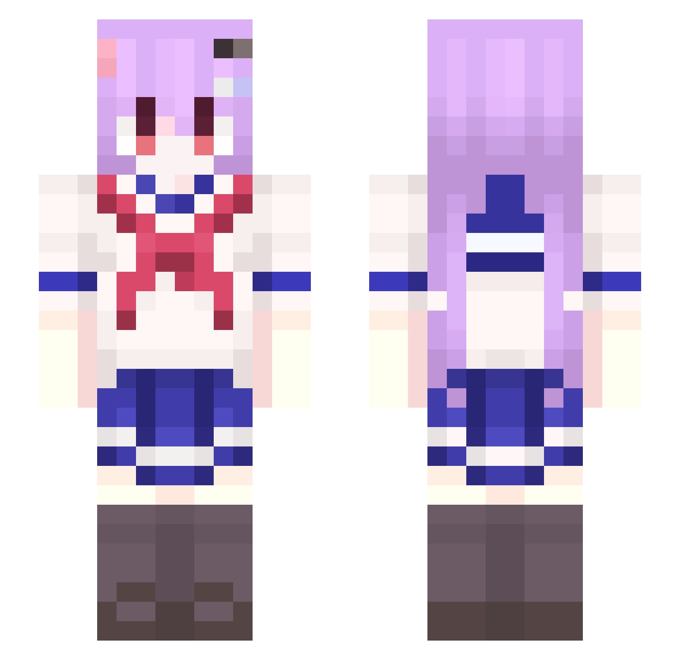 Dnuq Minecraft skin, front and back view