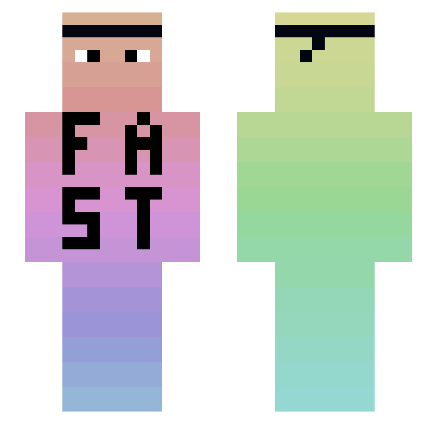 zynathlete Minecraft skin, front and back view