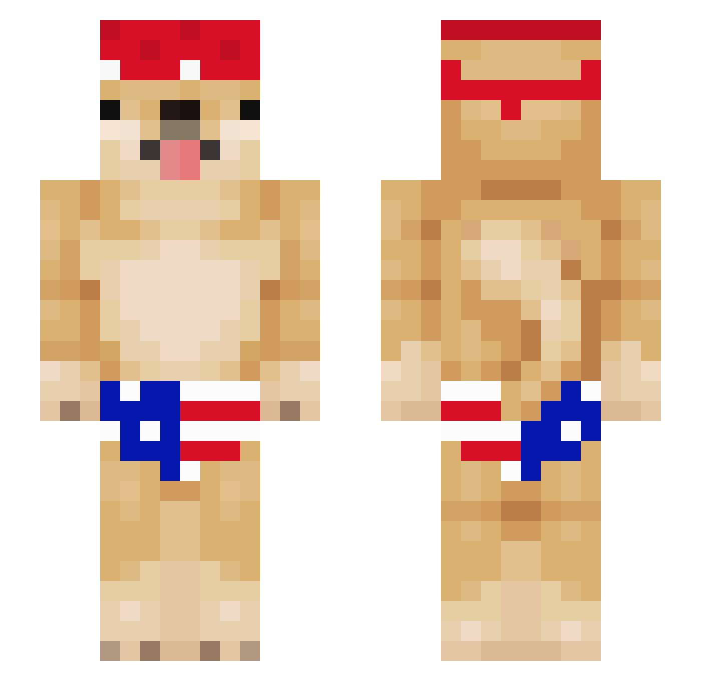 Spuds Minecraft skin, front and back view