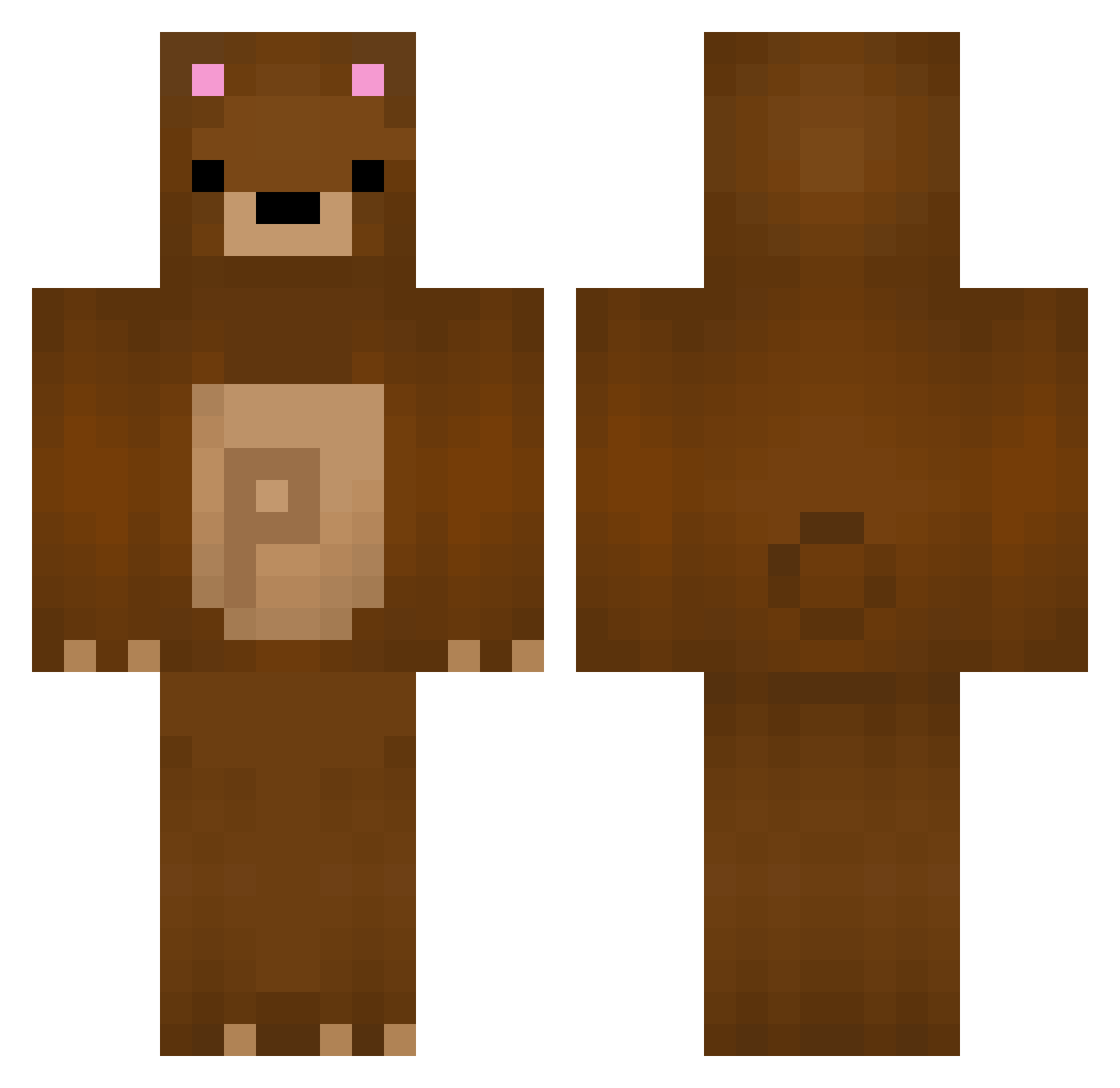 Symbolising Minecraft skin, front and back view