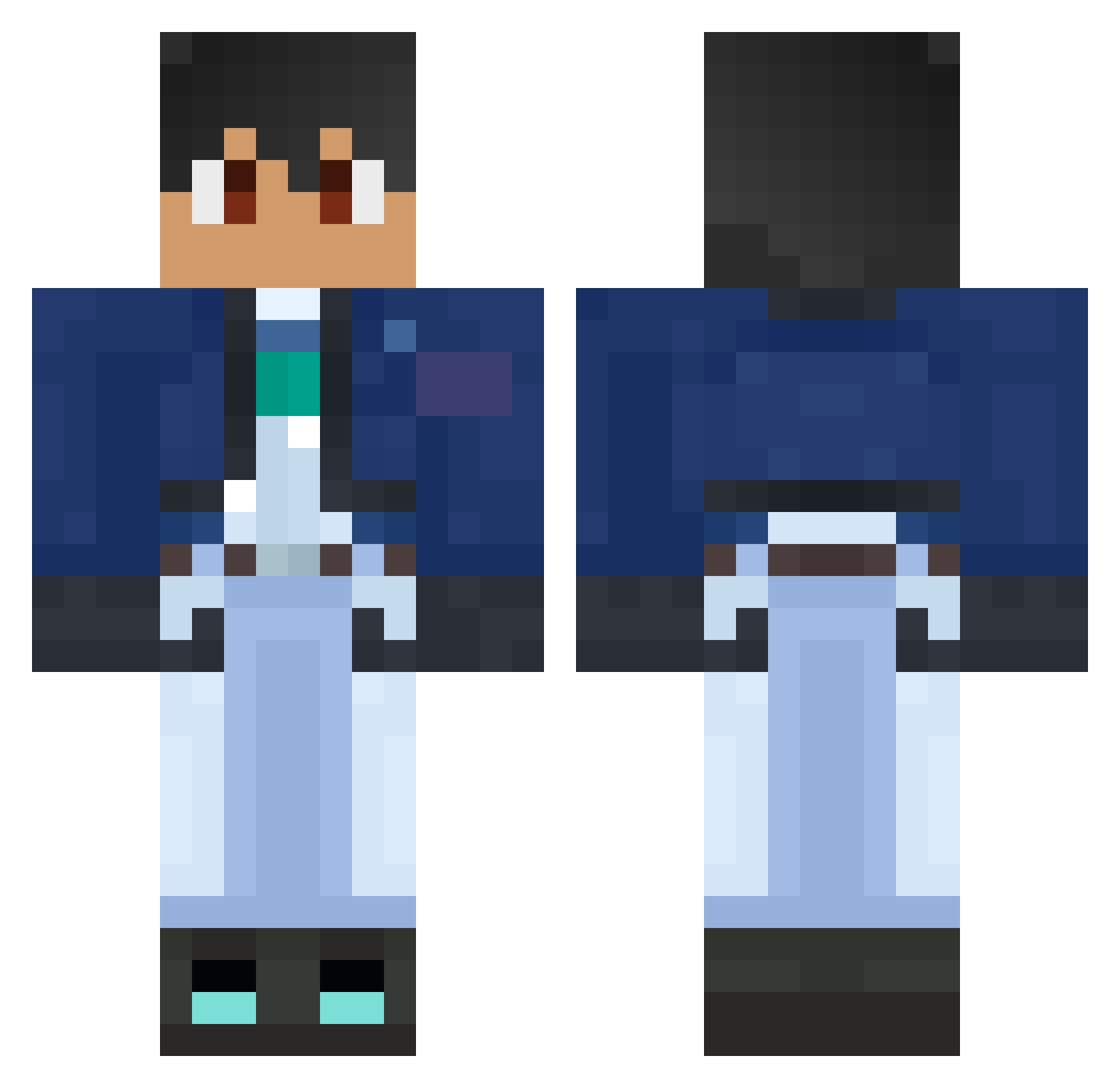 TheBlueJF Minecraft skin, front and back view