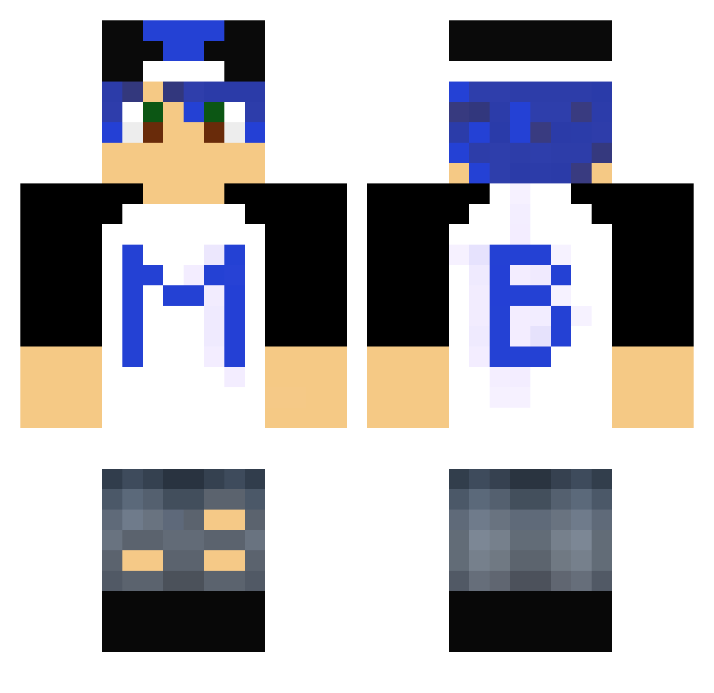 justmrblue Minecraft skin, front and back view