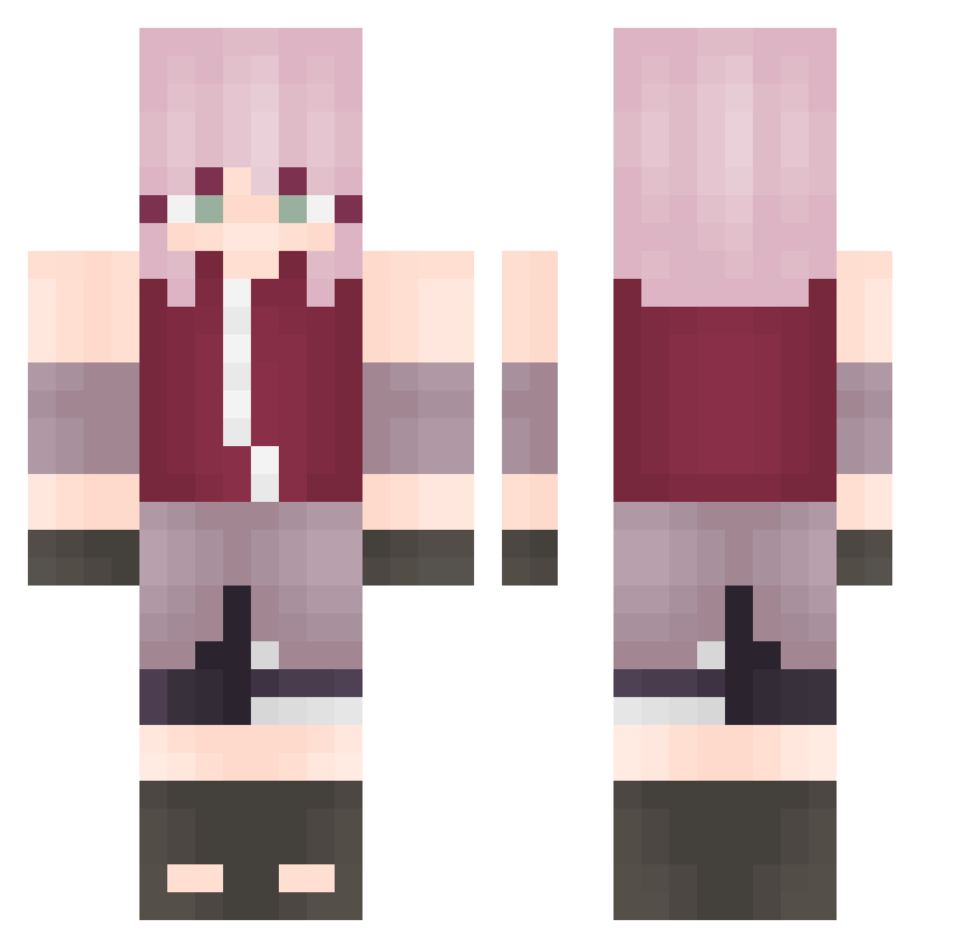 Sakura789 Minecraft skin, front and back view
