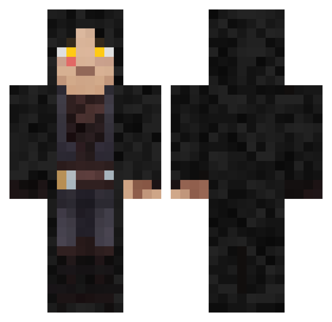 D3A7HM4CHINE Minecraft skin, front and back view