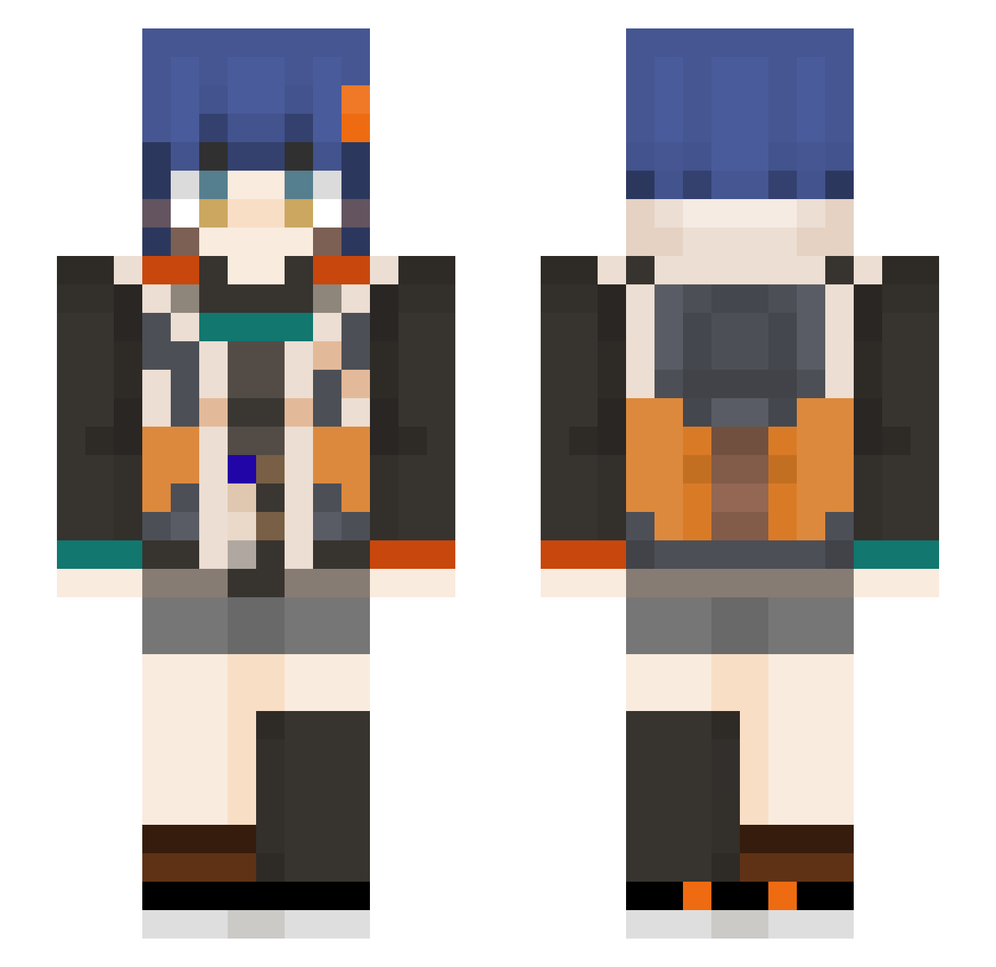TEENS80 Minecraft skin, front and back view