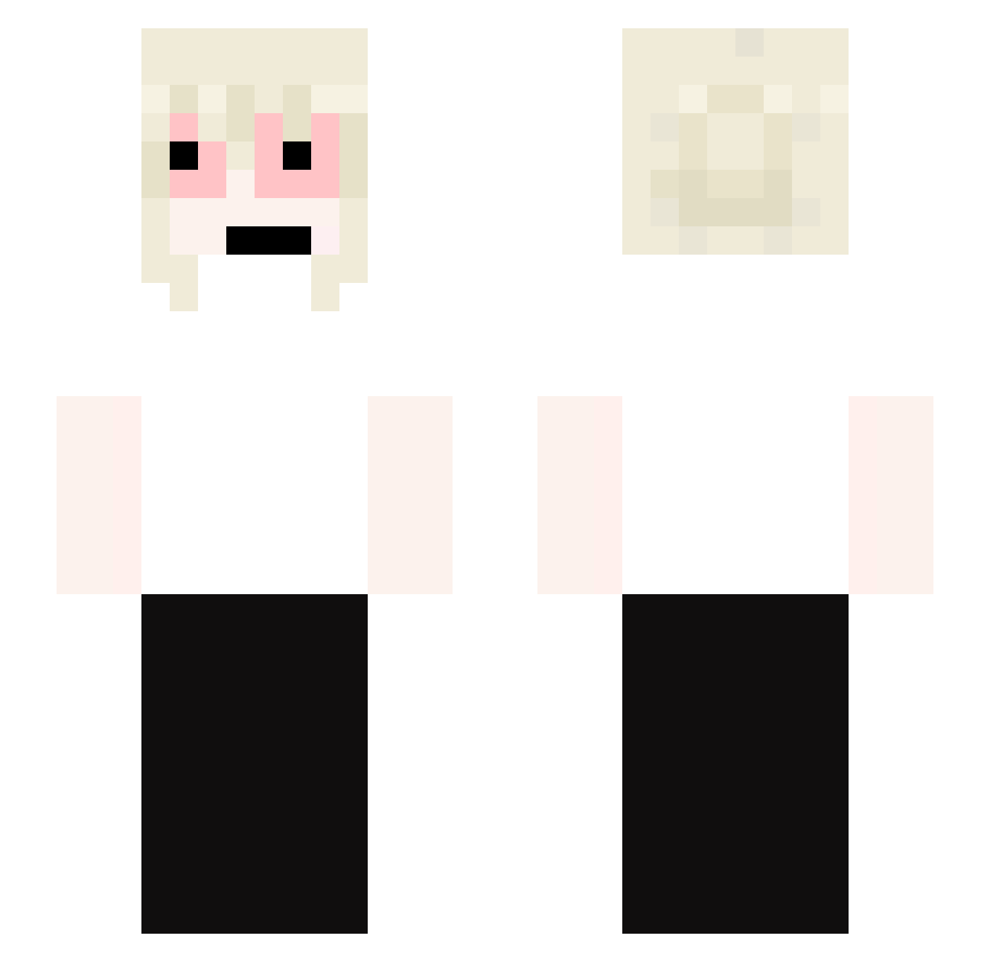 qubac Minecraft skin, front and back view