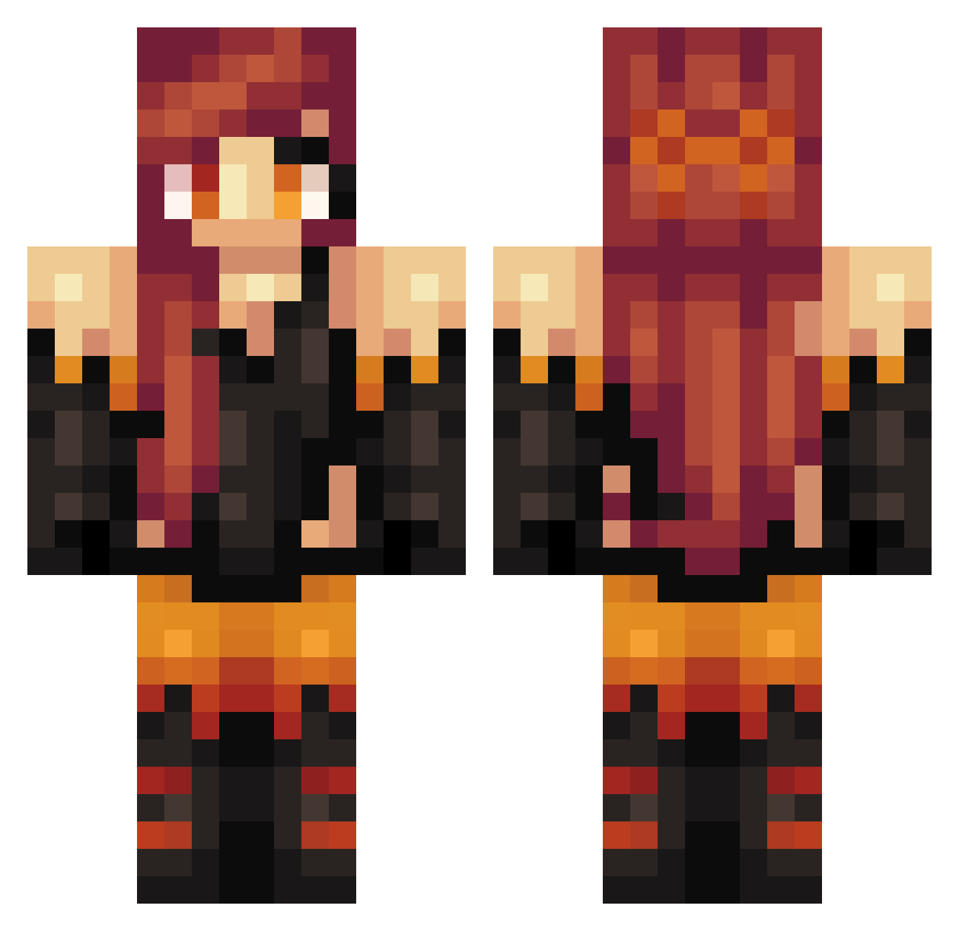 DaCrus Minecraft skin, front and back view