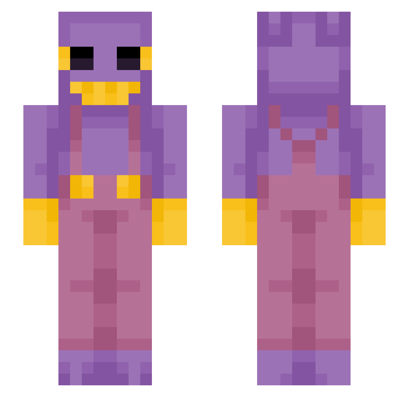 Zebralear Minecraft skin, front and back view