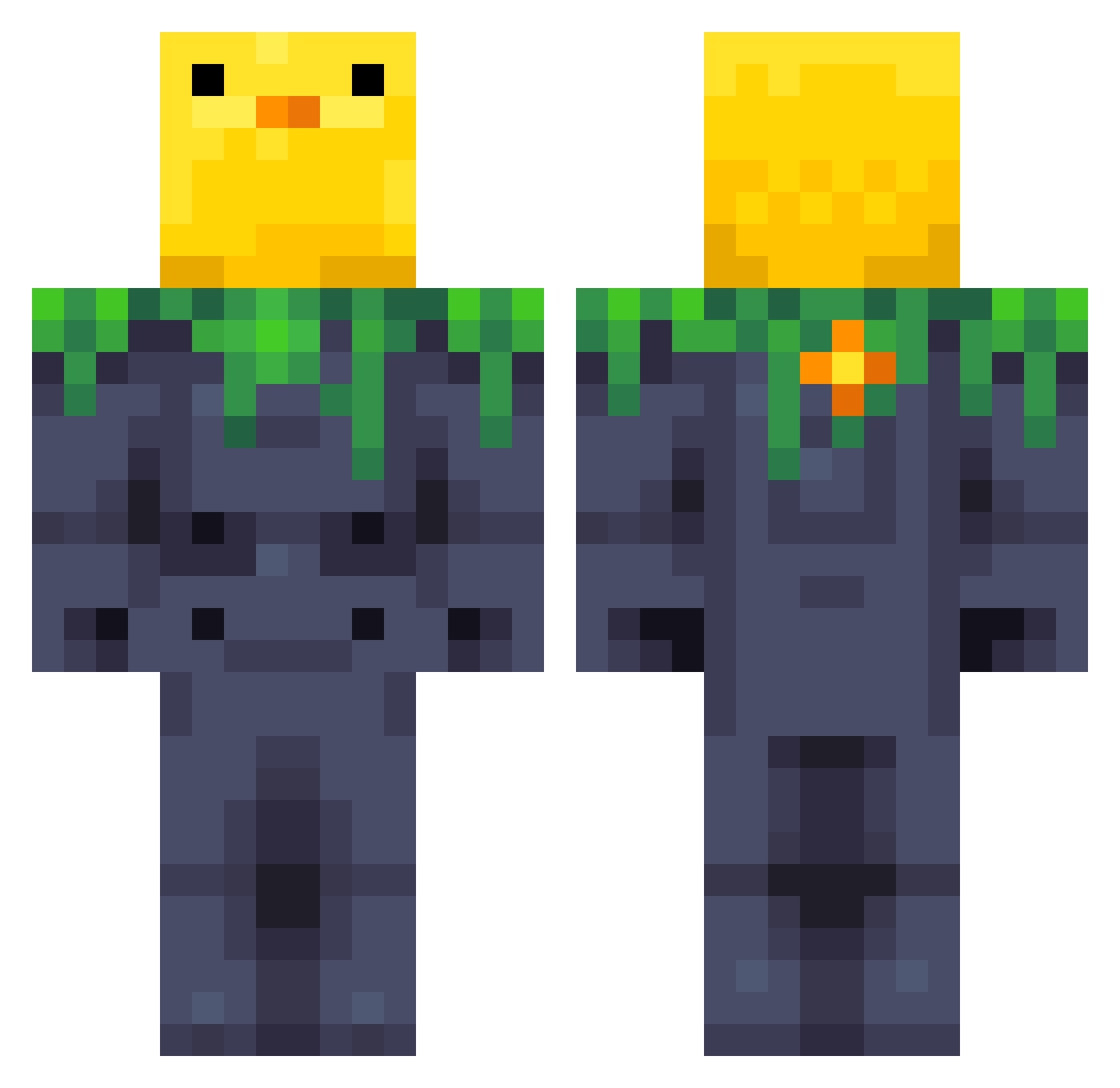 Blueleft Minecraft skin, front and back view