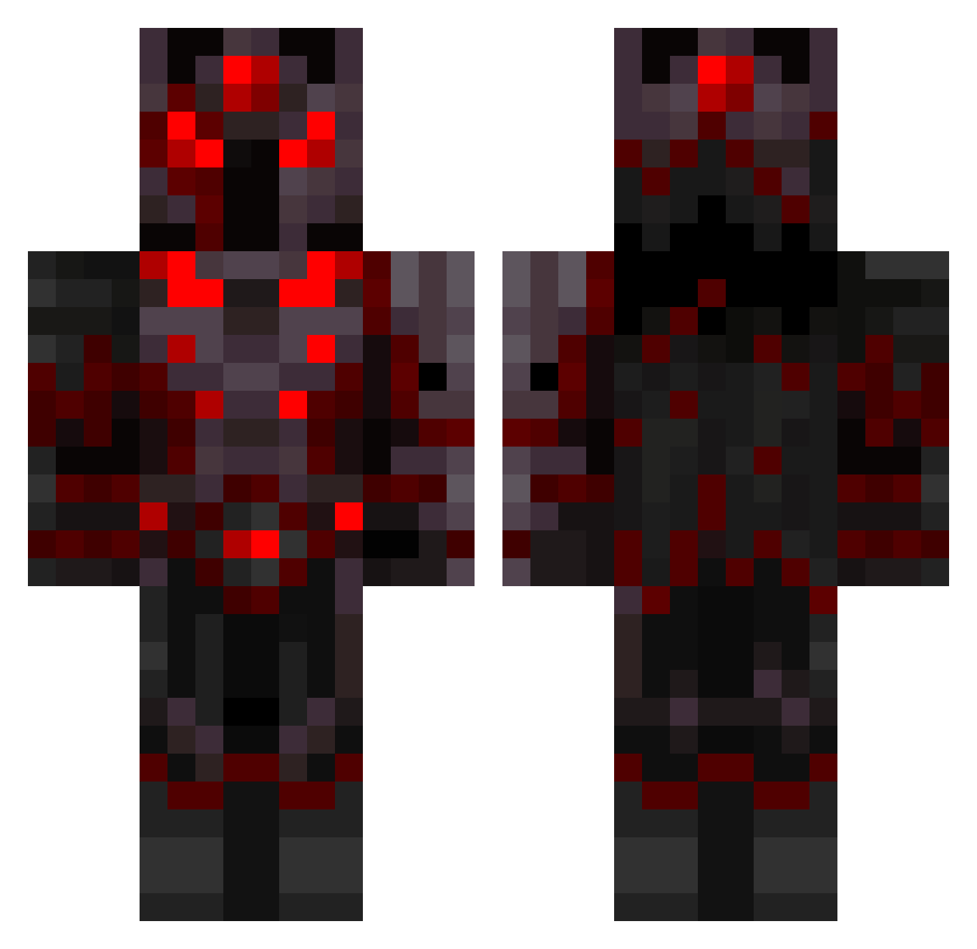 Wolkskull Minecraft skin, front and back view