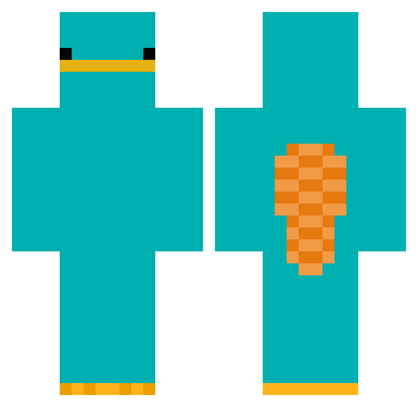 Shinzouu Minecraft skin, front and back view