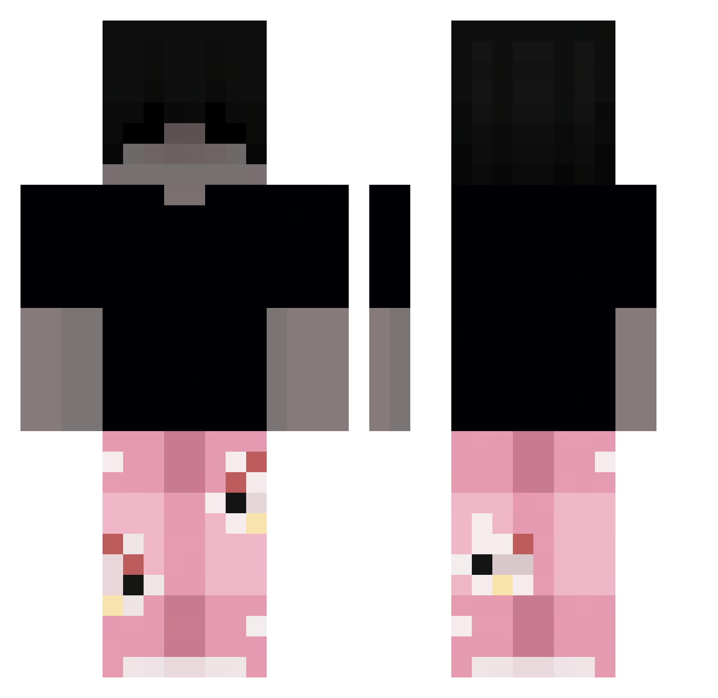 Pibodyy Minecraft skin, front and back view