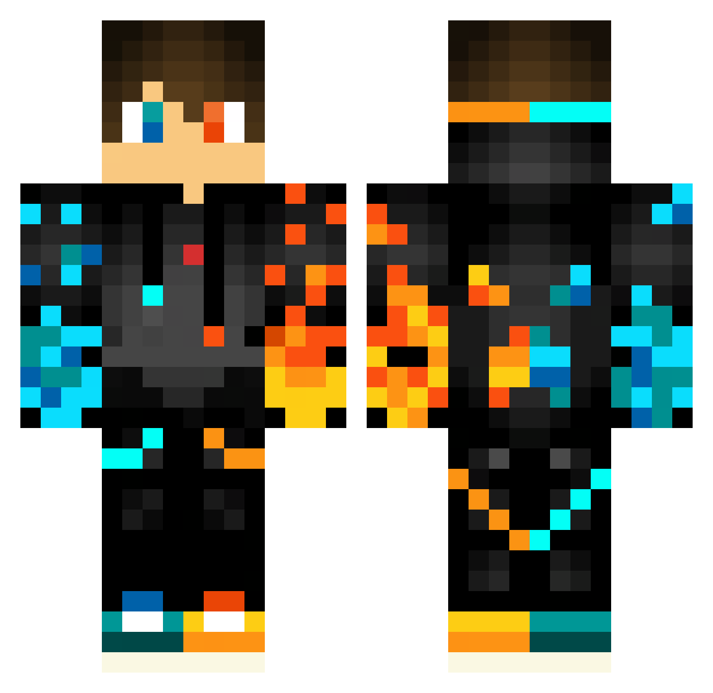 GoreTheNoob Minecraft skin, front and back view