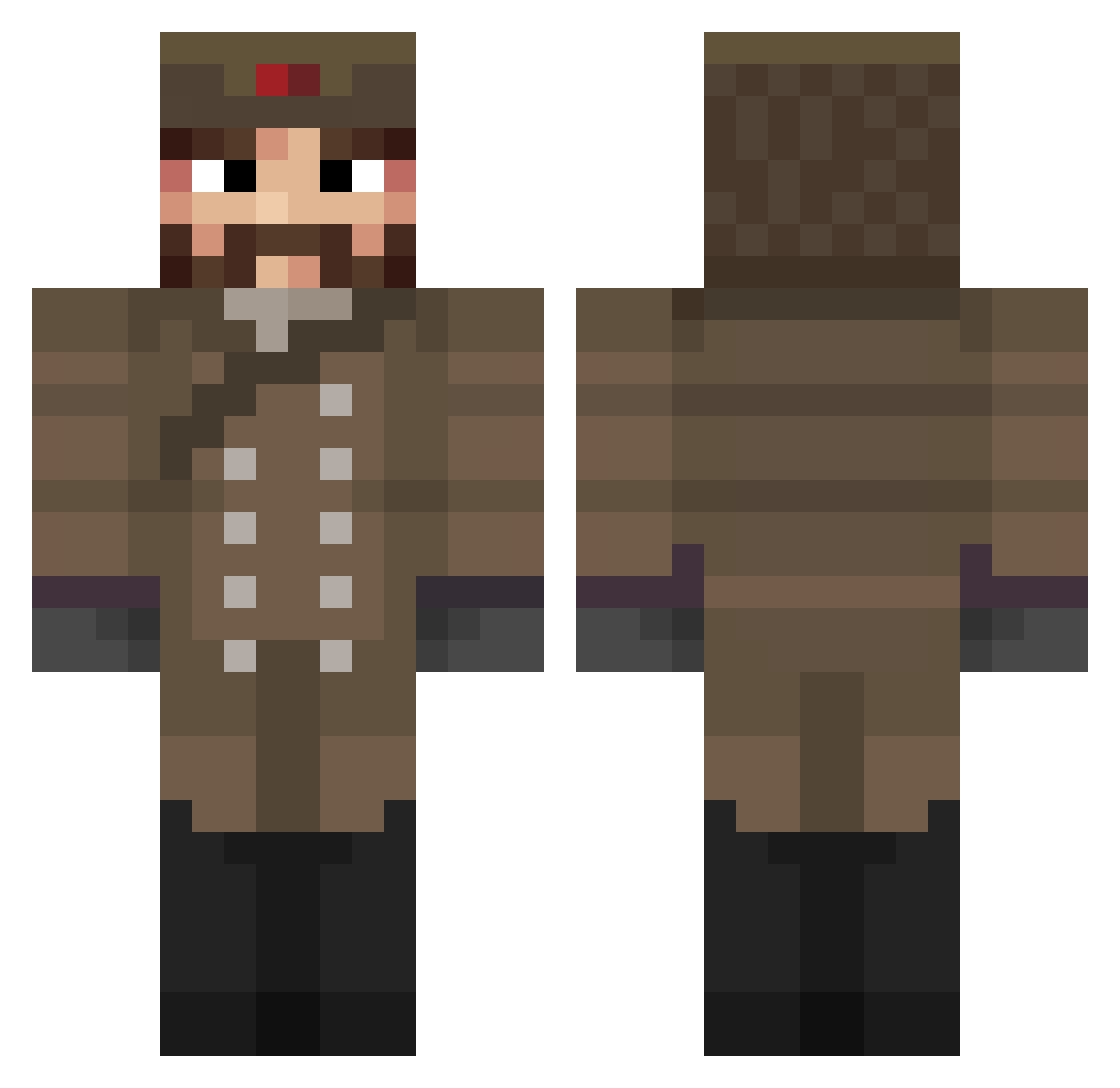 Lozears Minecraft skin, front and back view