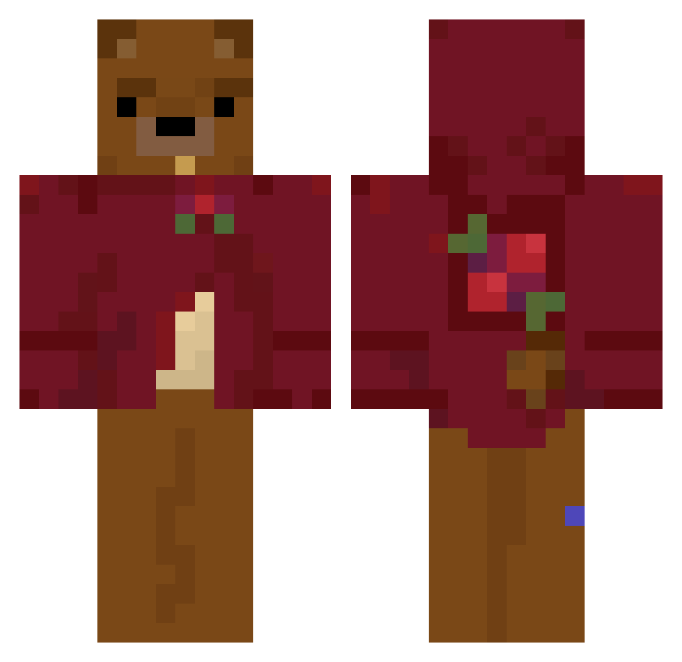 ElkisPlayhouse Minecraft skin, front and back view