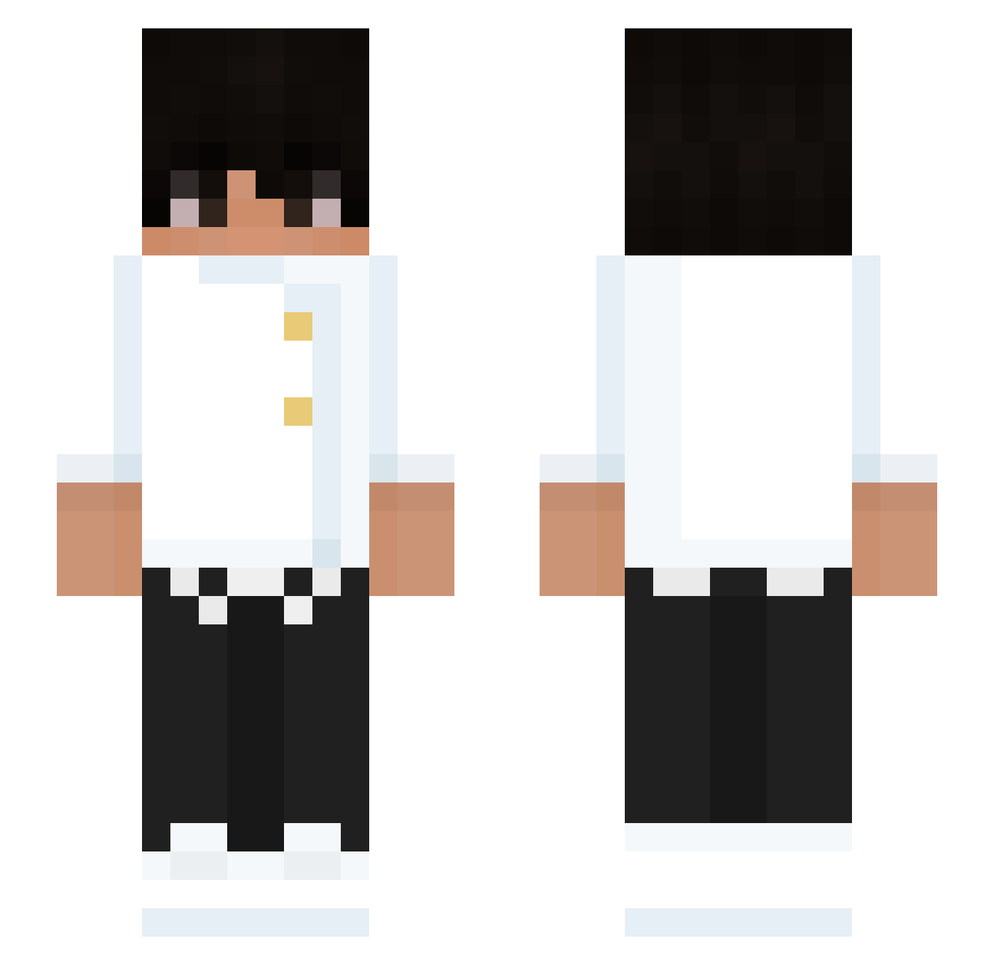 BeanPc Minecraft skin, front and back view
