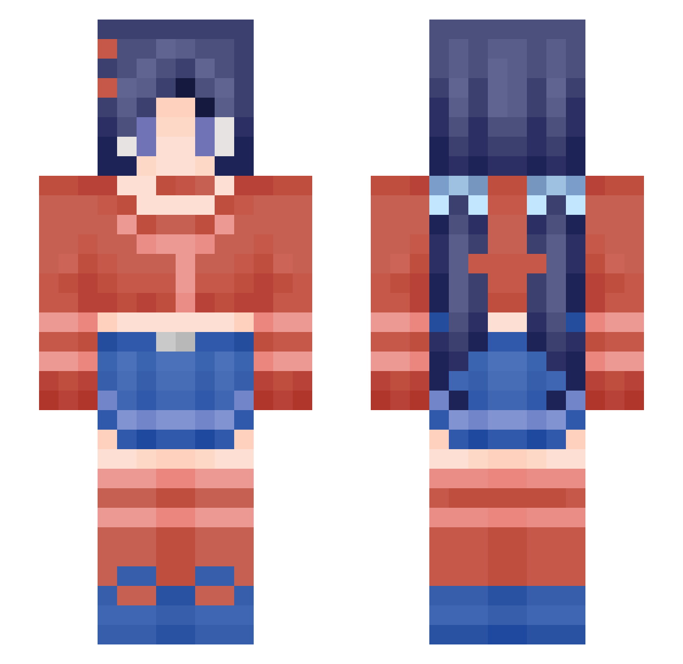 GlozMon Minecraft skin, front and back view