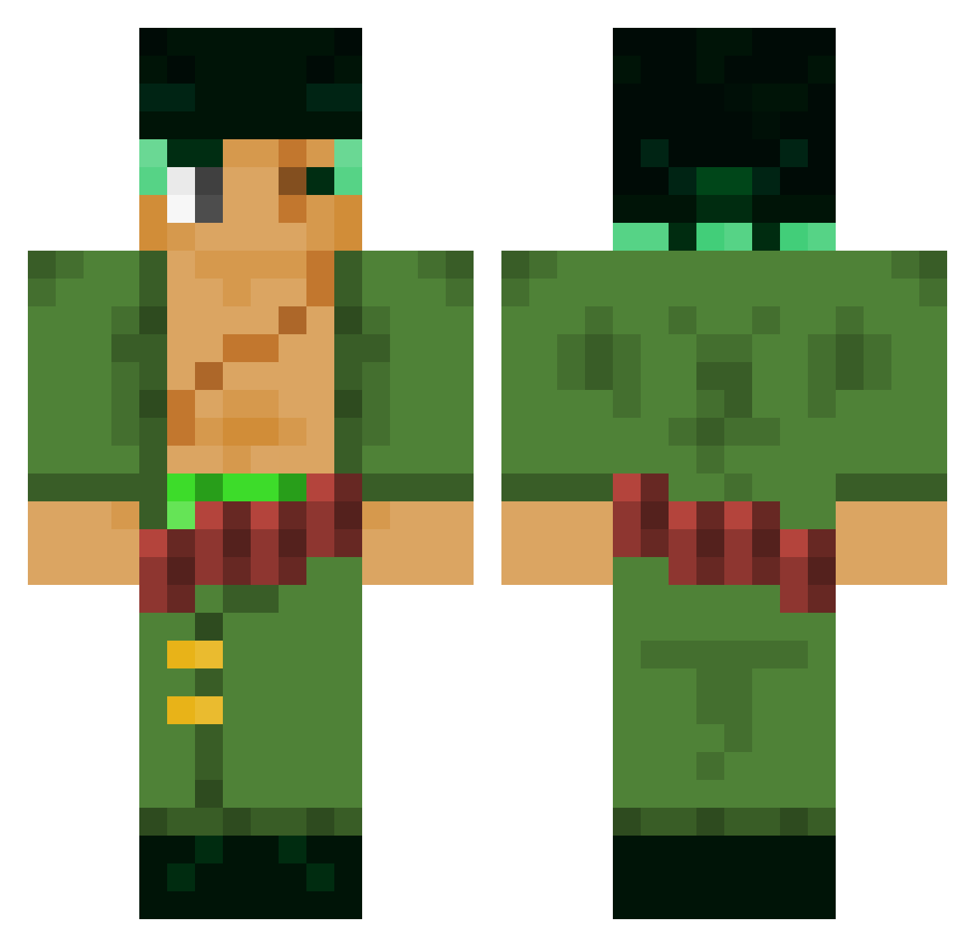 BloodyHel Minecraft skin, front and back view