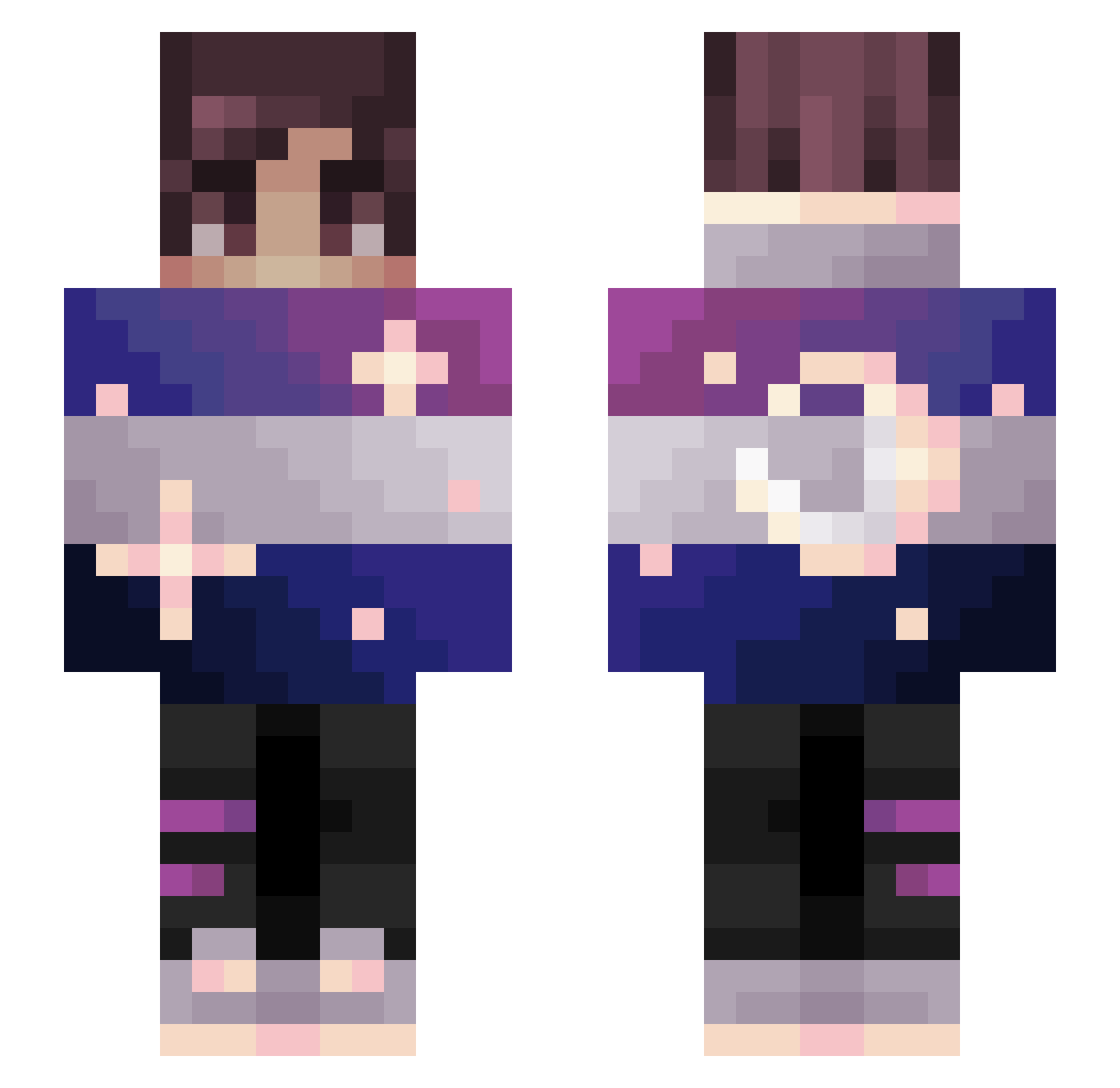 Gh0stly57 Minecraft skin, front and back view