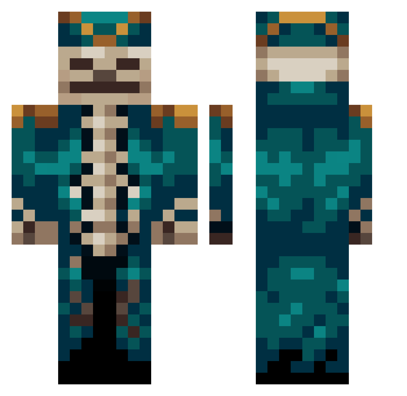 Kafo_ Minecraft skin, front and back view