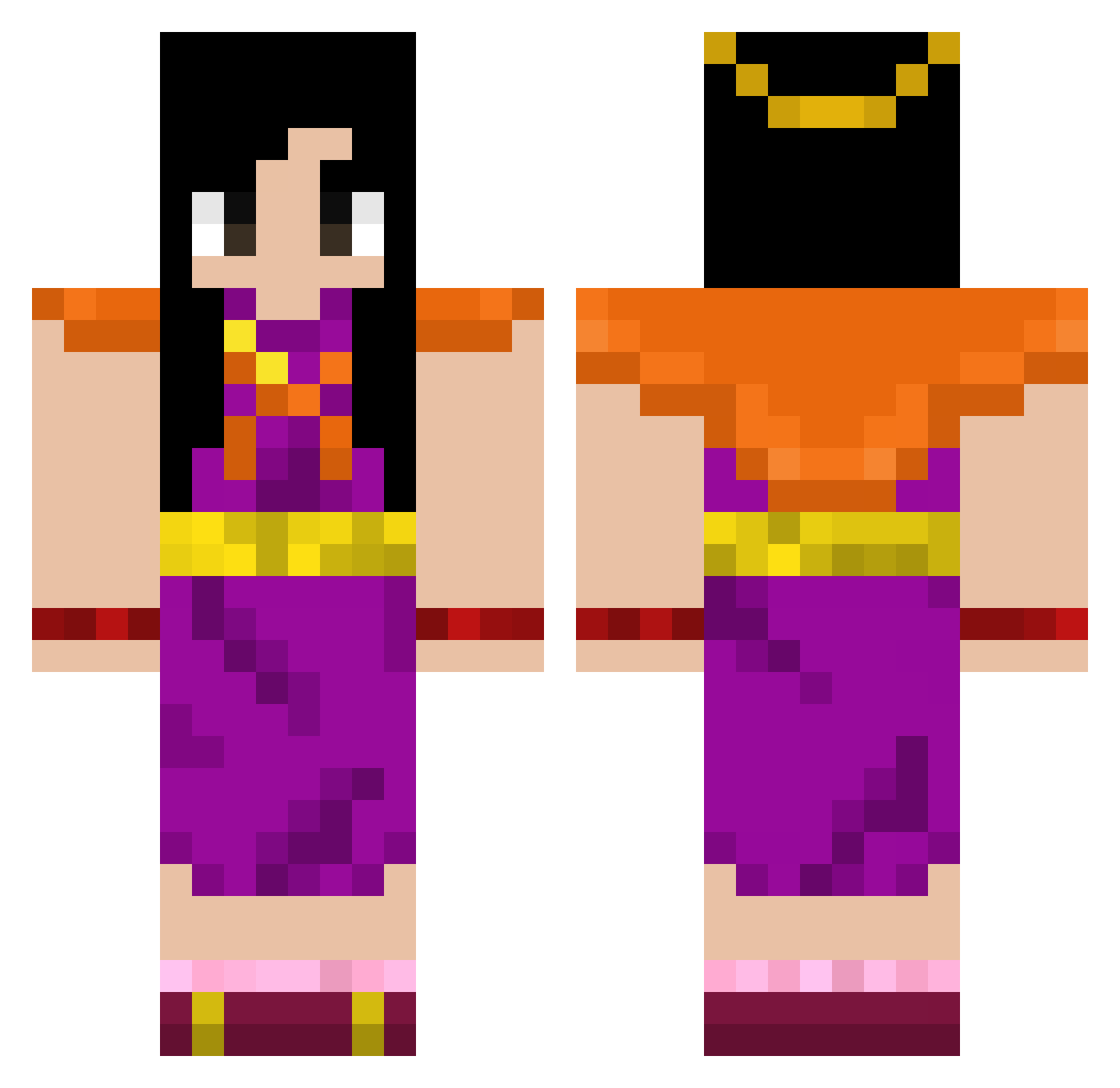 Lady_Ember Minecraft skin, front and back view