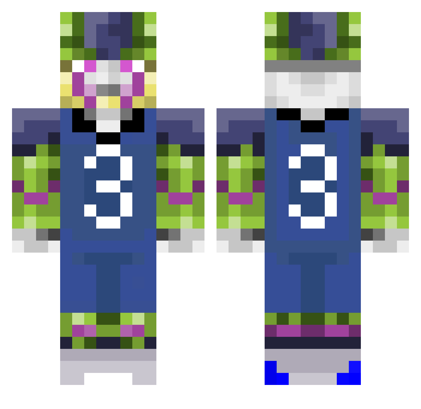 Trmonka Minecraft skin, front and back view