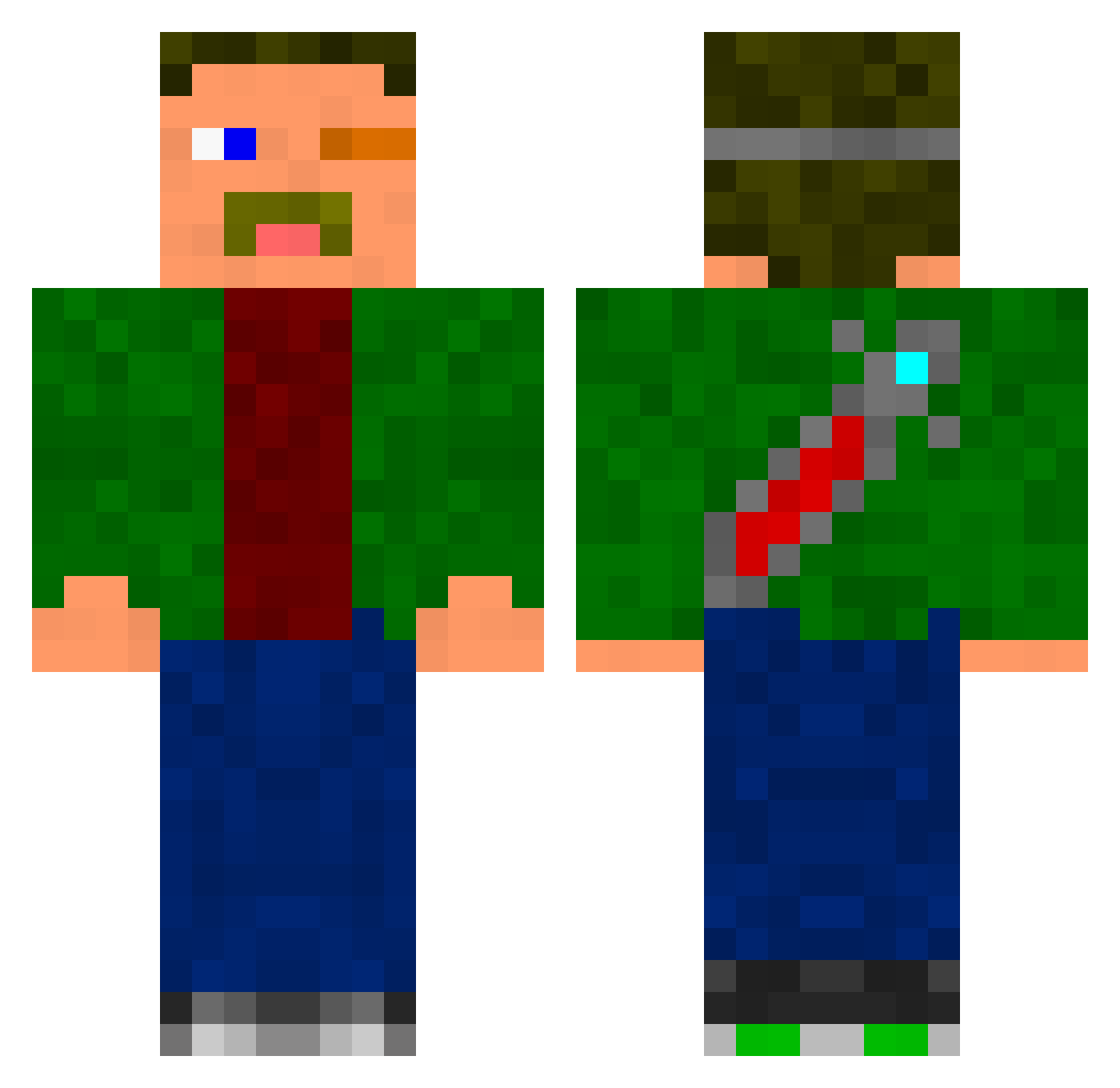 iceman Minecraft skin, front and back view