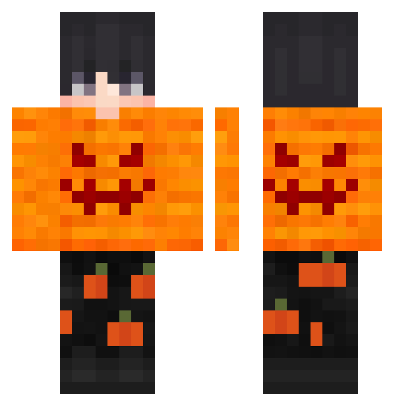 wc3j Minecraft skin, front and back view