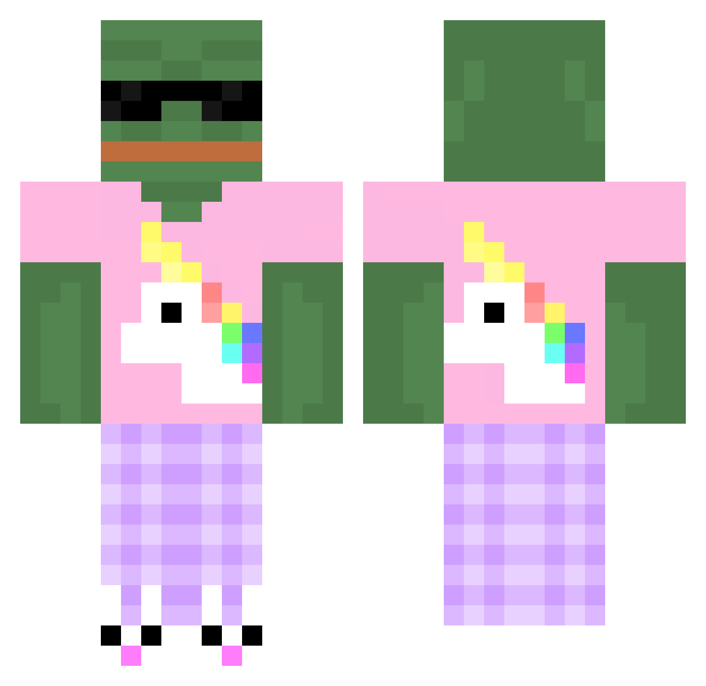 ThunderCluck101 Minecraft skin, front and back view