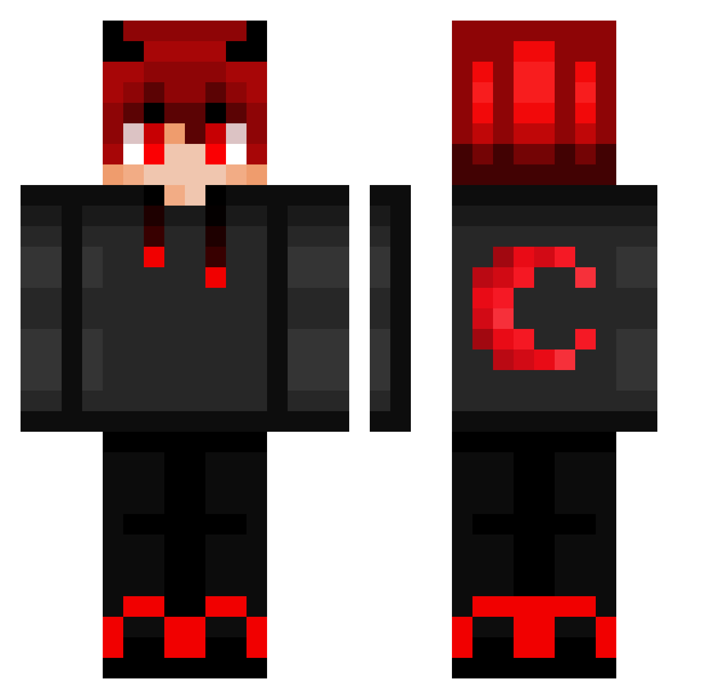 Lynixt Minecraft skin, front and back view