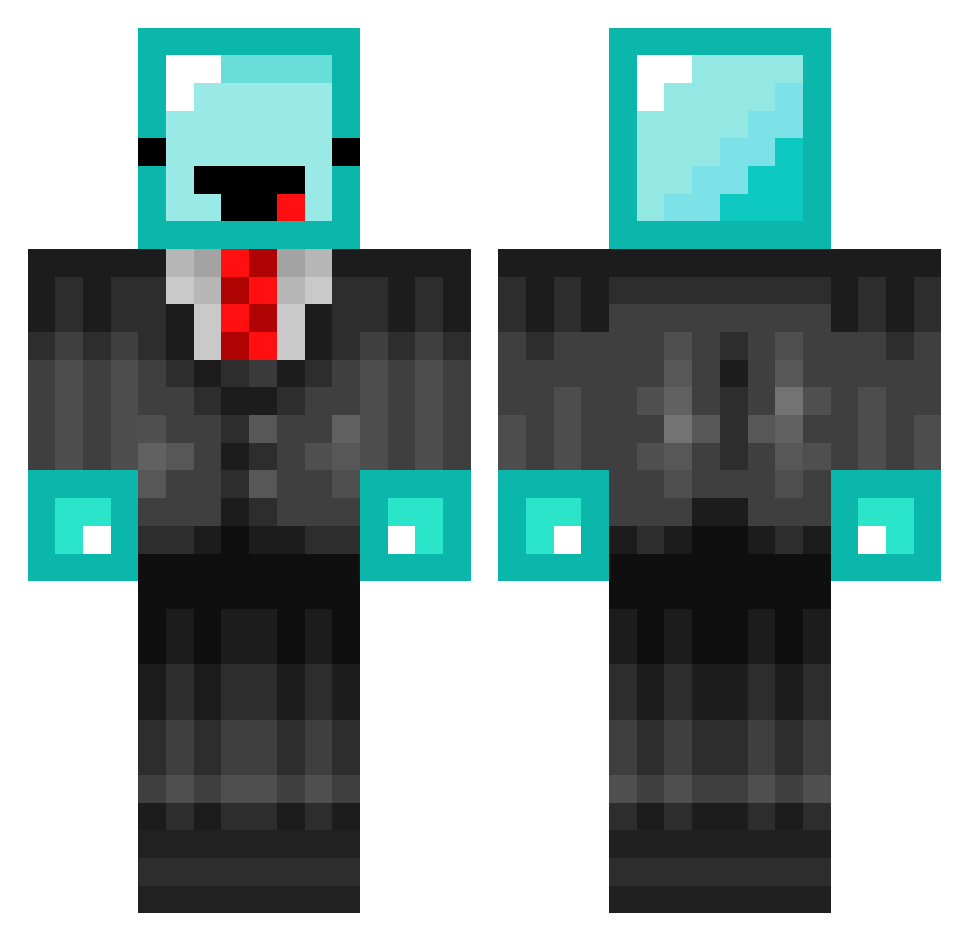 Zenros Minecraft skin, front and back view