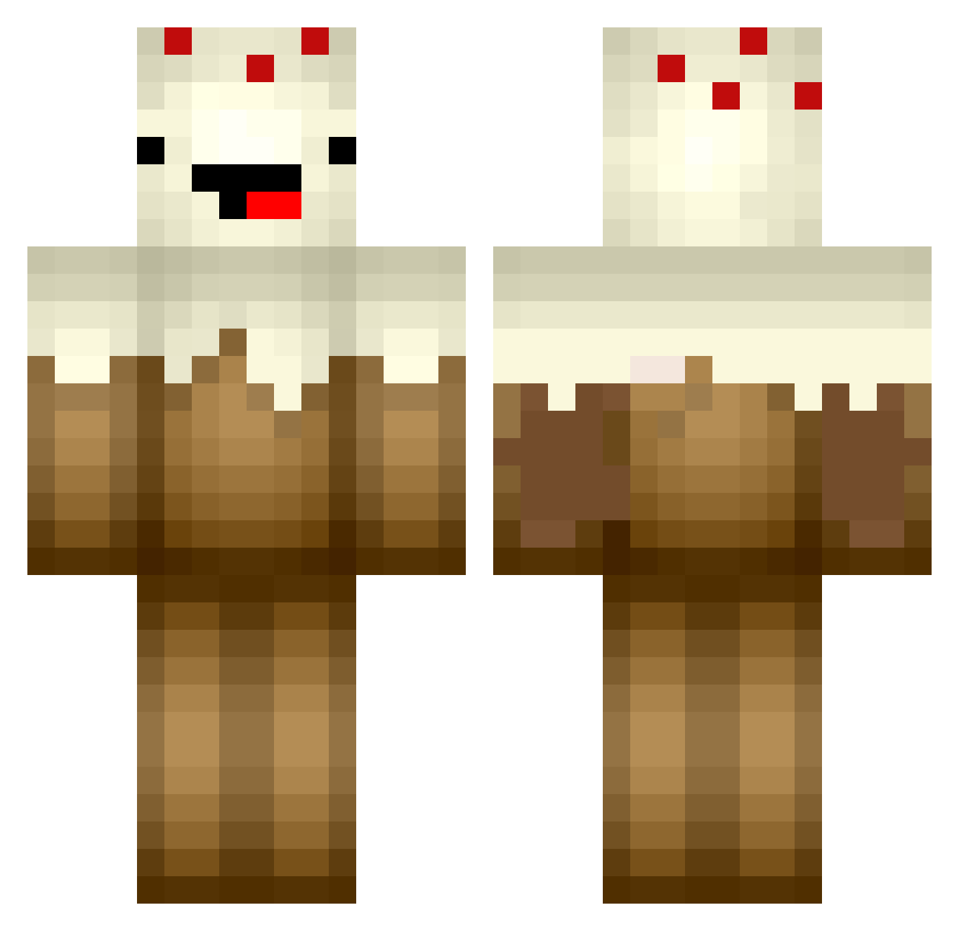 Fruitcakes Minecraft skin, front and back view