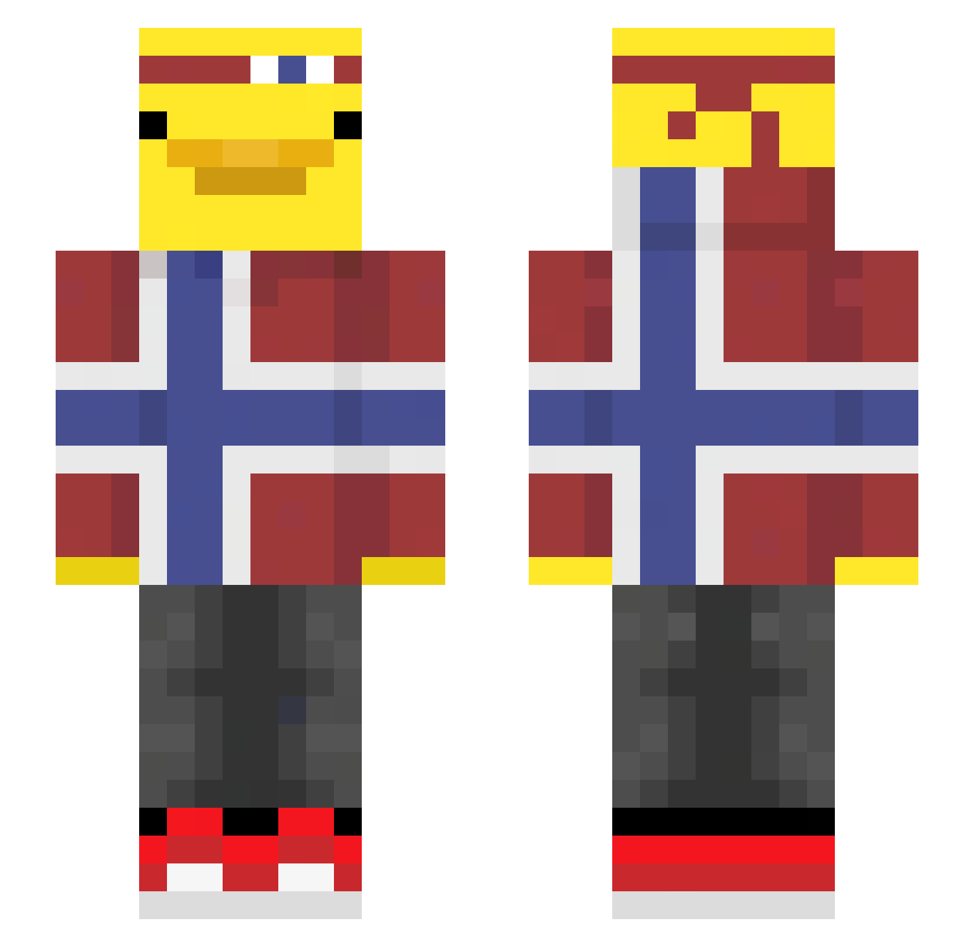 PennyPinchingPig Minecraft skin, front and back view
