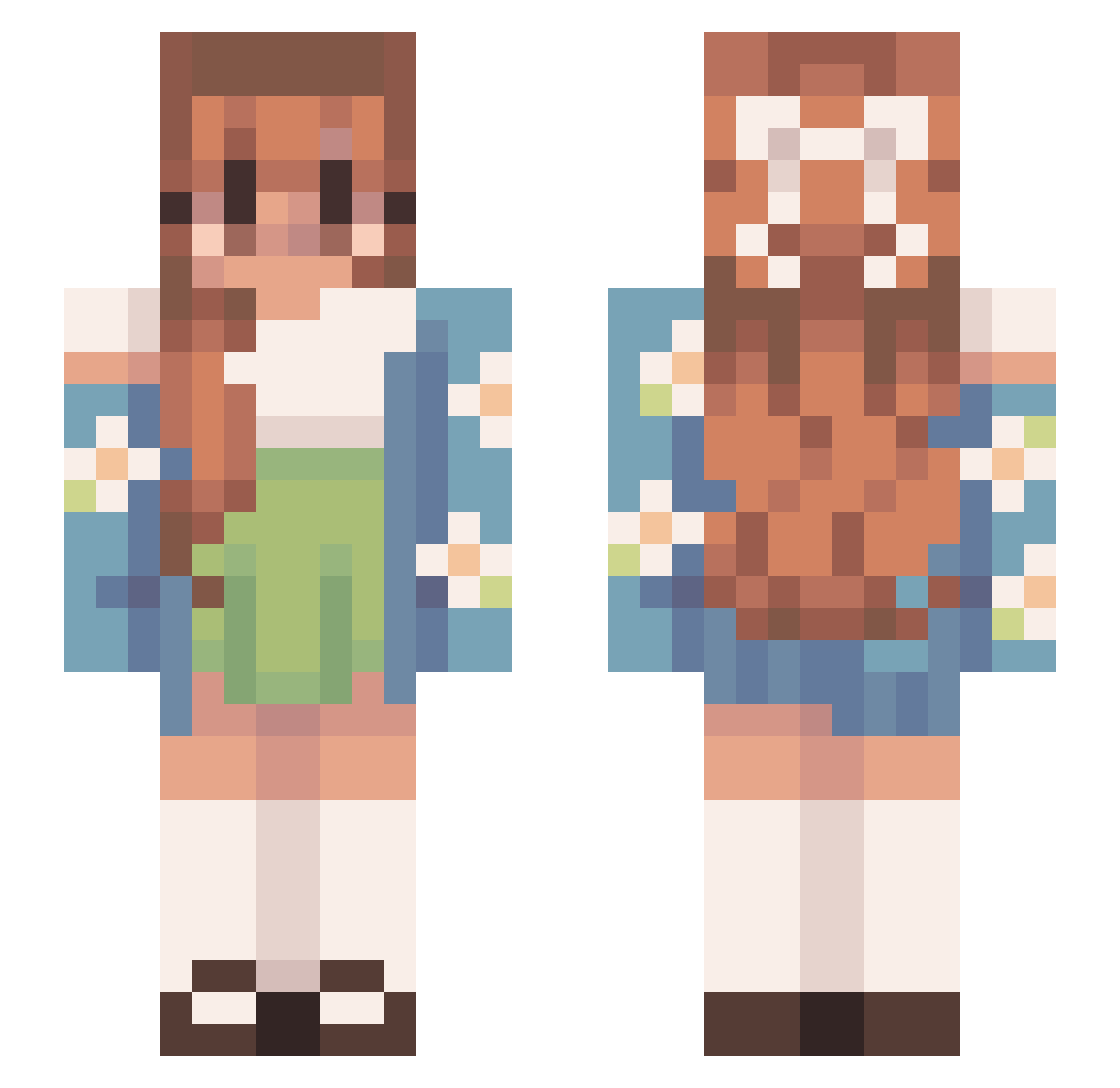 HPSmackles Minecraft skin, front and back view