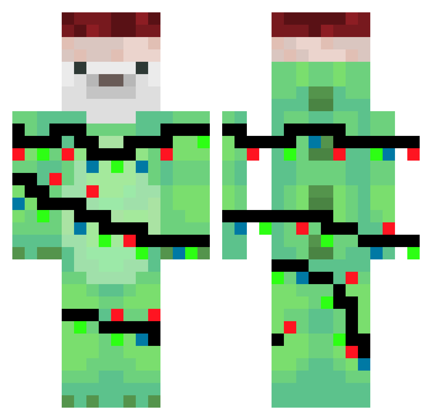 REKS1O Minecraft skin, front and back view